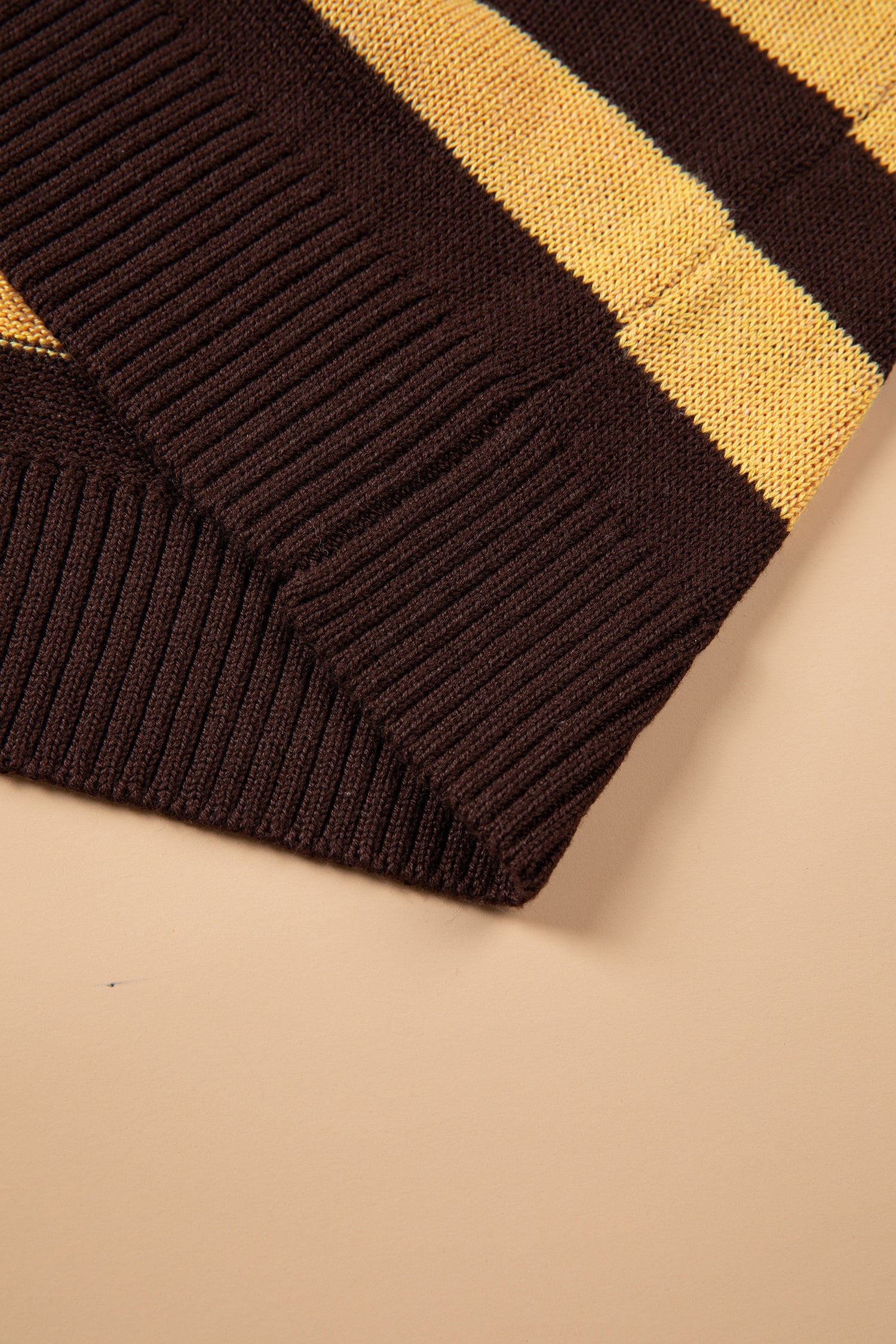 Brown Stripe Striped Drop Shoulder Colorblock Pullover Sweater