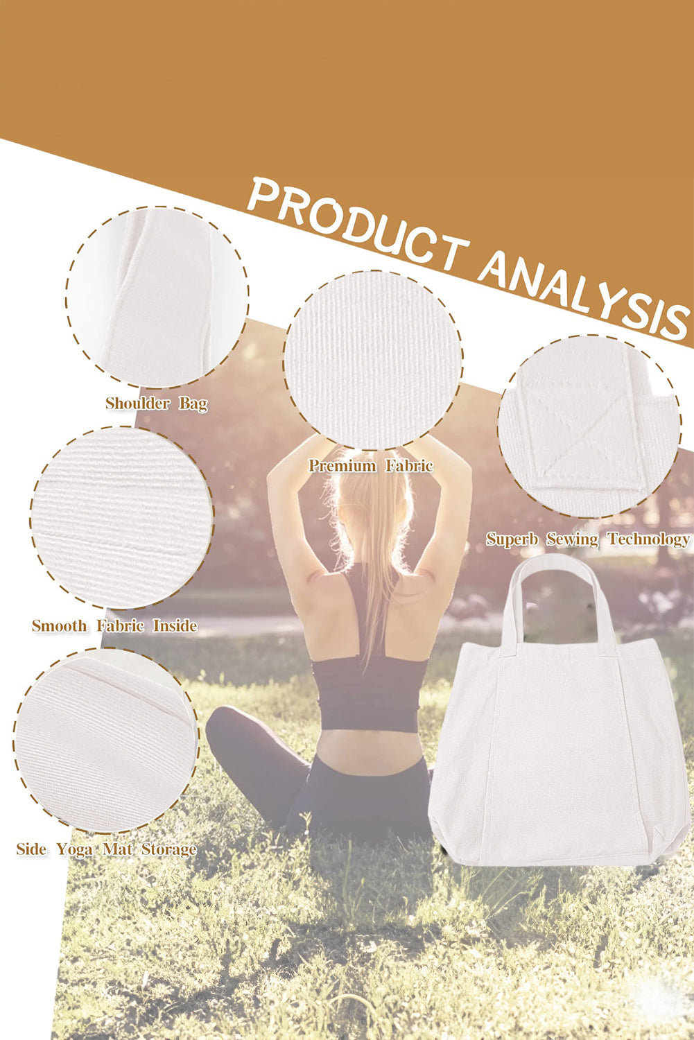 Dark Brown Canvas Large Tote Yoga Mat Bags