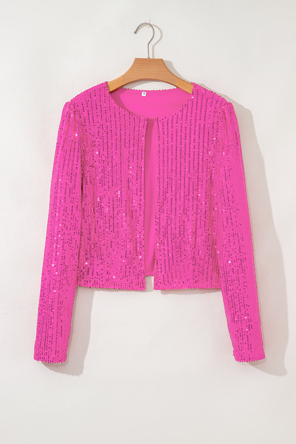 Bright Pink Sequin Allover Party Club Bomber Jacket