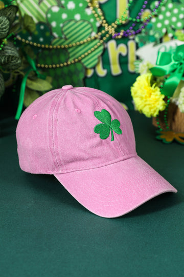 Pink St Patricks Shamrock Embroidered Baseball Cap