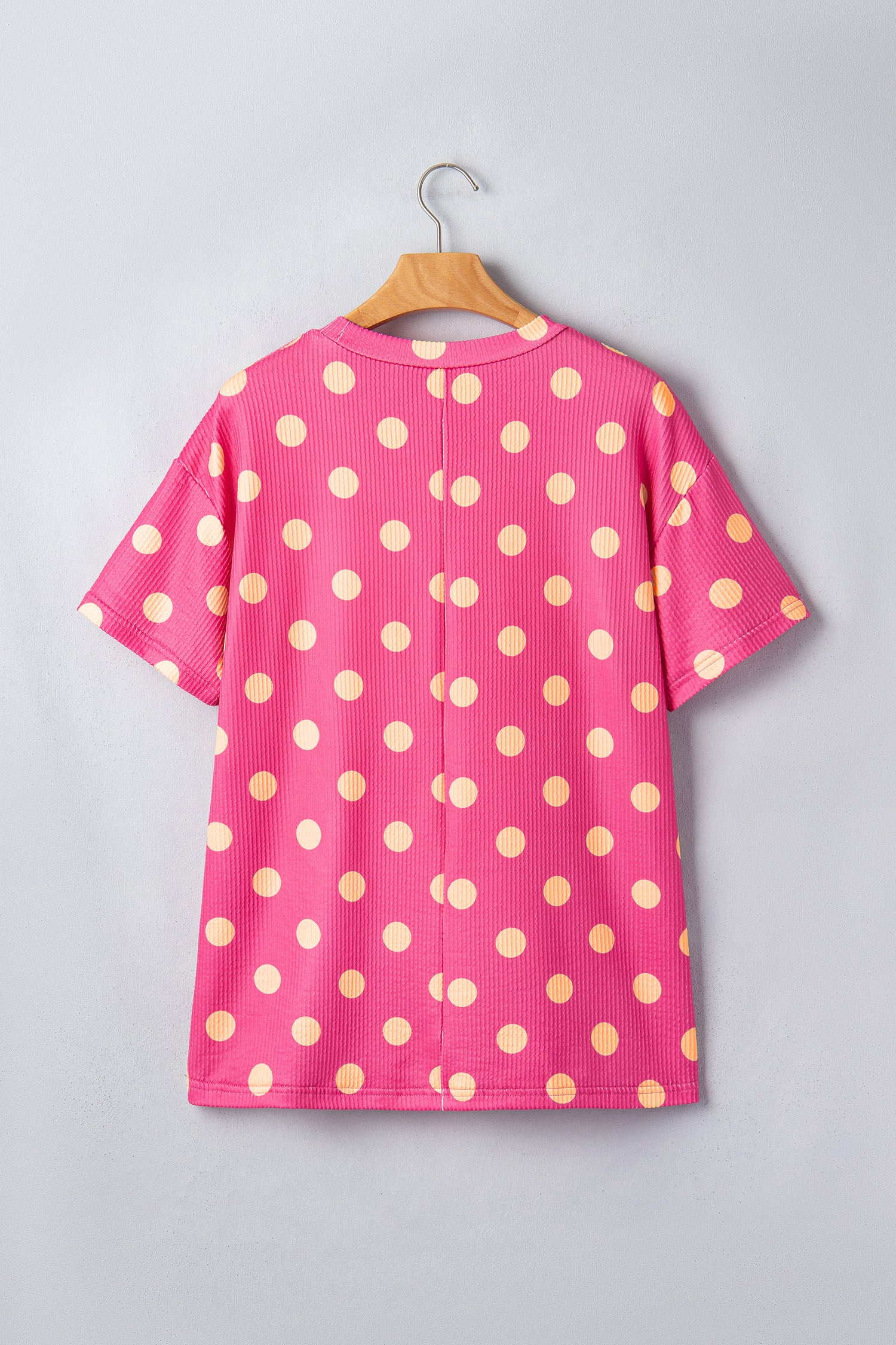 Pink DEFECTIVE Polka Dot Patch Pocket Twisted Ribbed Top