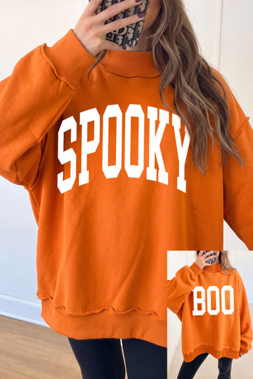 Carrot SPOOKY/ BOO Double Side Print Halloween Reversible Mock Neck Sweatshirt