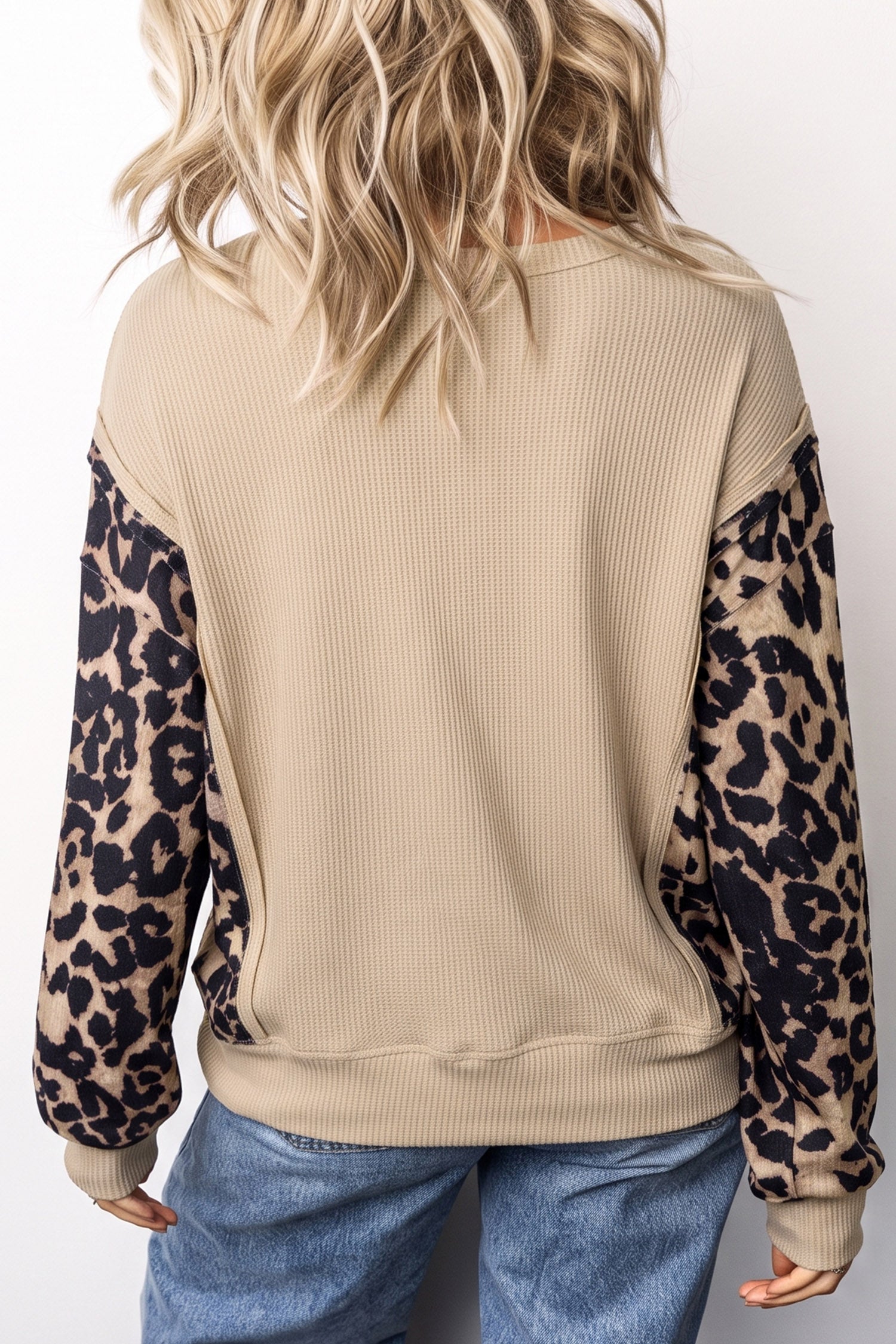Gray Morn Leopard Sleeve Pumpkin Graphic Western Pullover Top