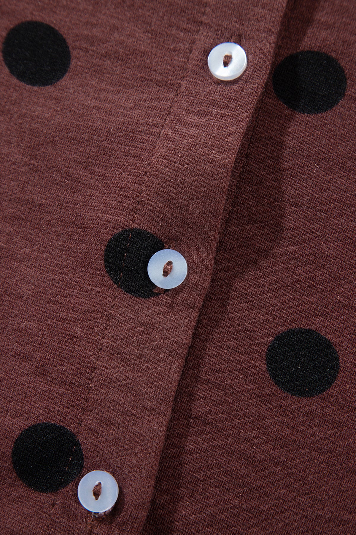 Brown Polka Dot Button Front Long Sleeve Casual Shirt