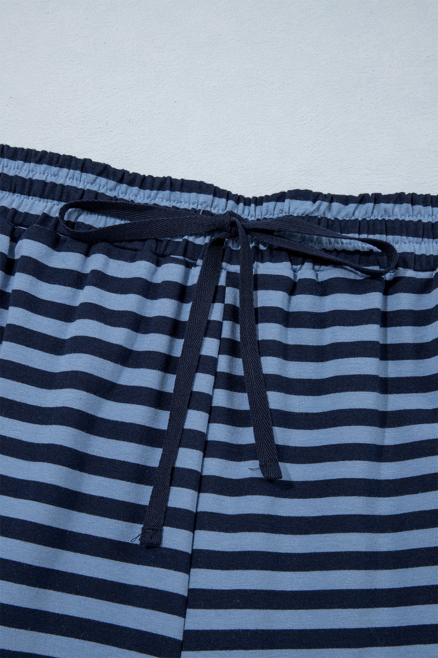 Blue Stripe Long Sleeve Drawstring Waist Plus Size Lounge Pants Set