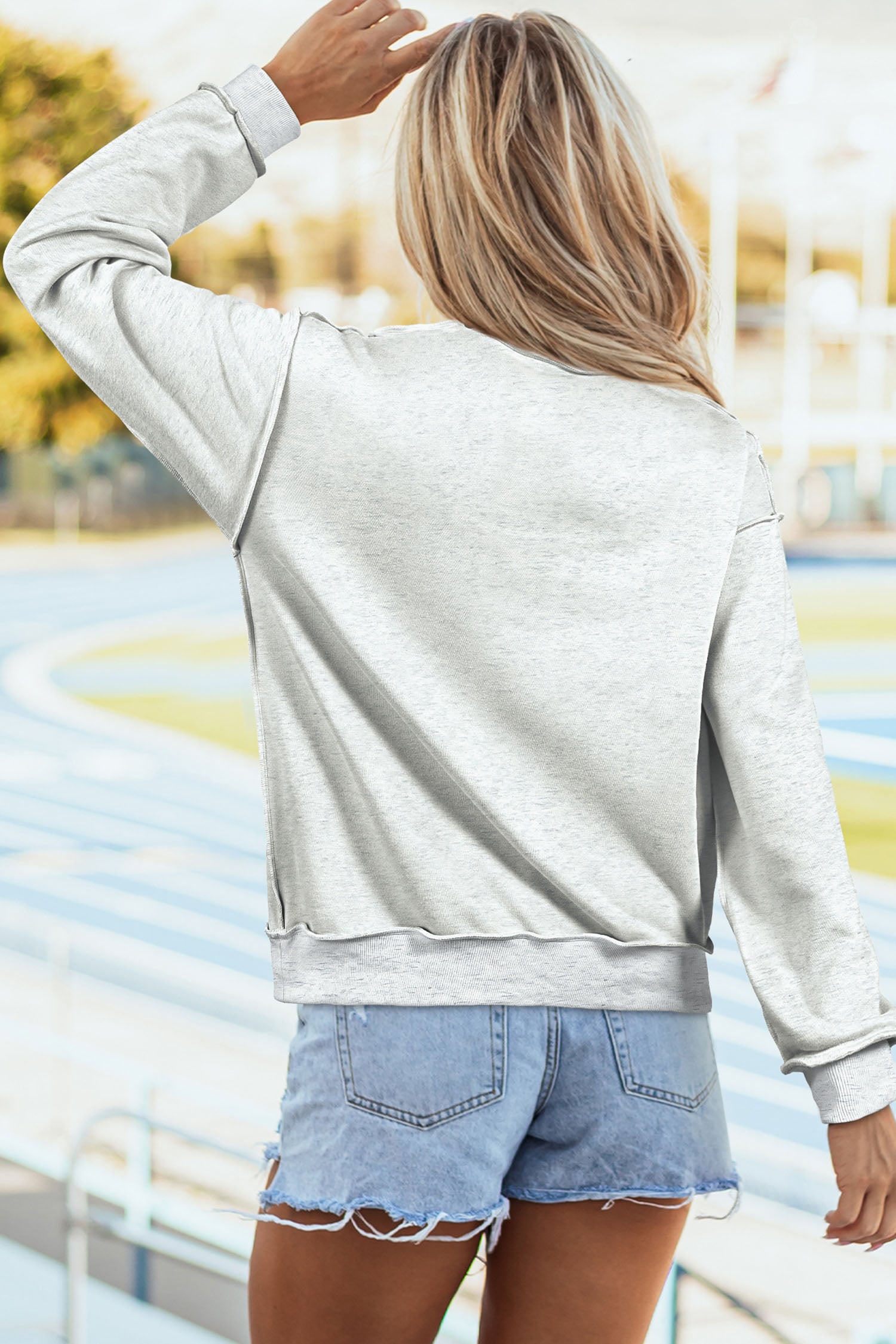 Light Grey Rugby/ GAME DAY Double Side Print Reversible Baggy Sweatshirt