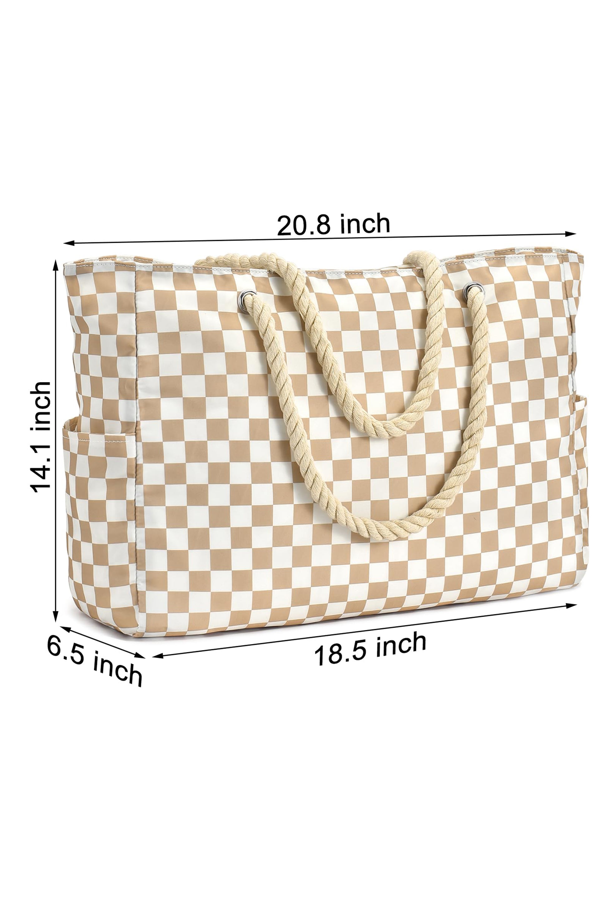 White Striped Waterproof Canvas Large Capacity Tote Bag