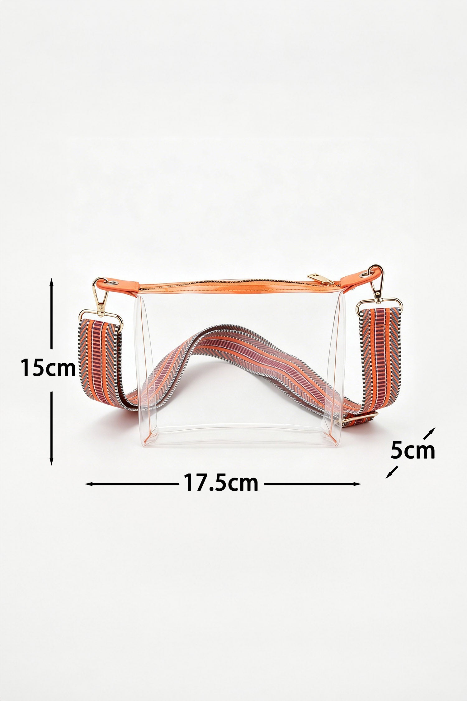 Orange Contrast Trim Zipped Transparent PVC Single Shoulder Bag