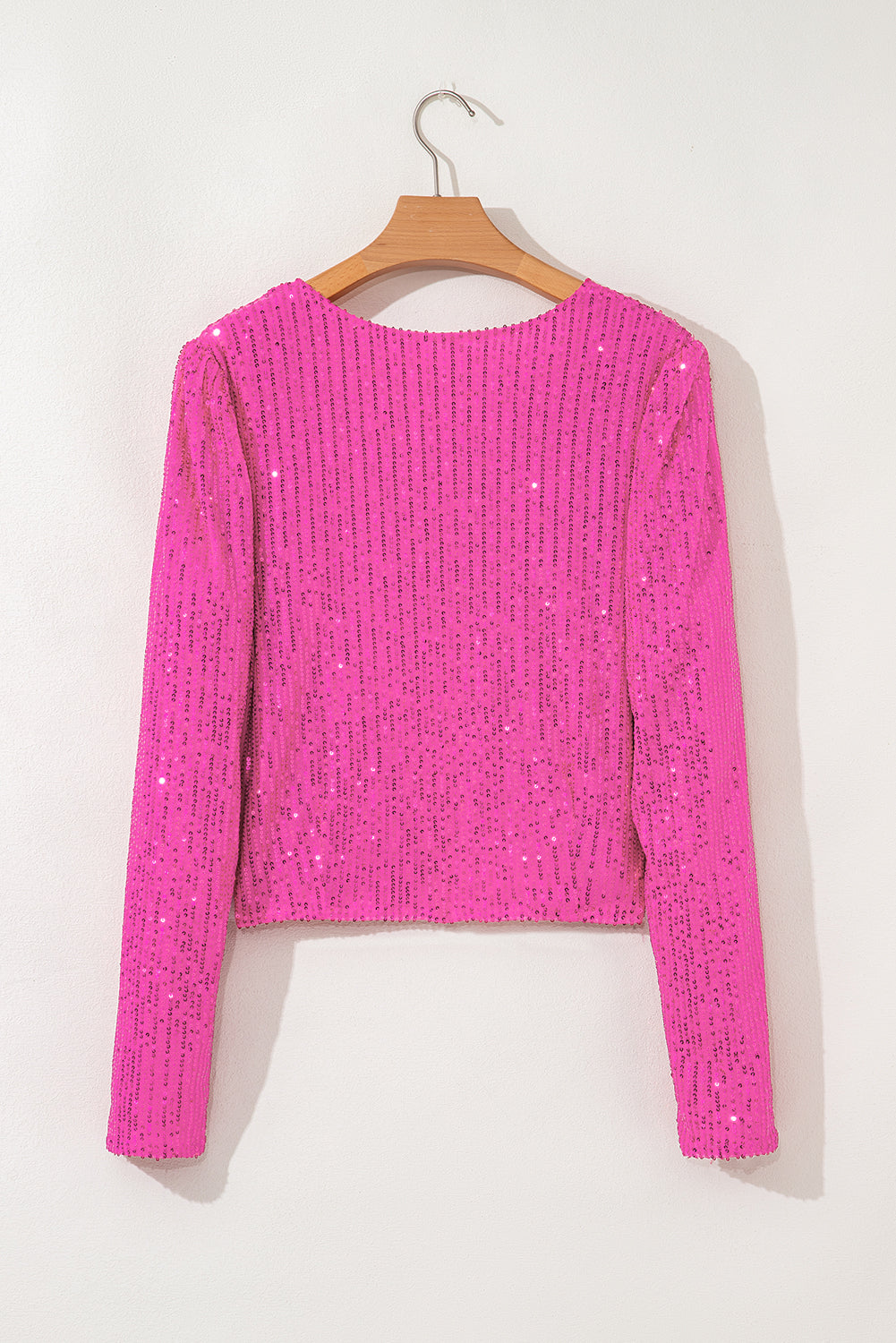 Bright Pink Sequin Allover Party Club Bomber Jacket