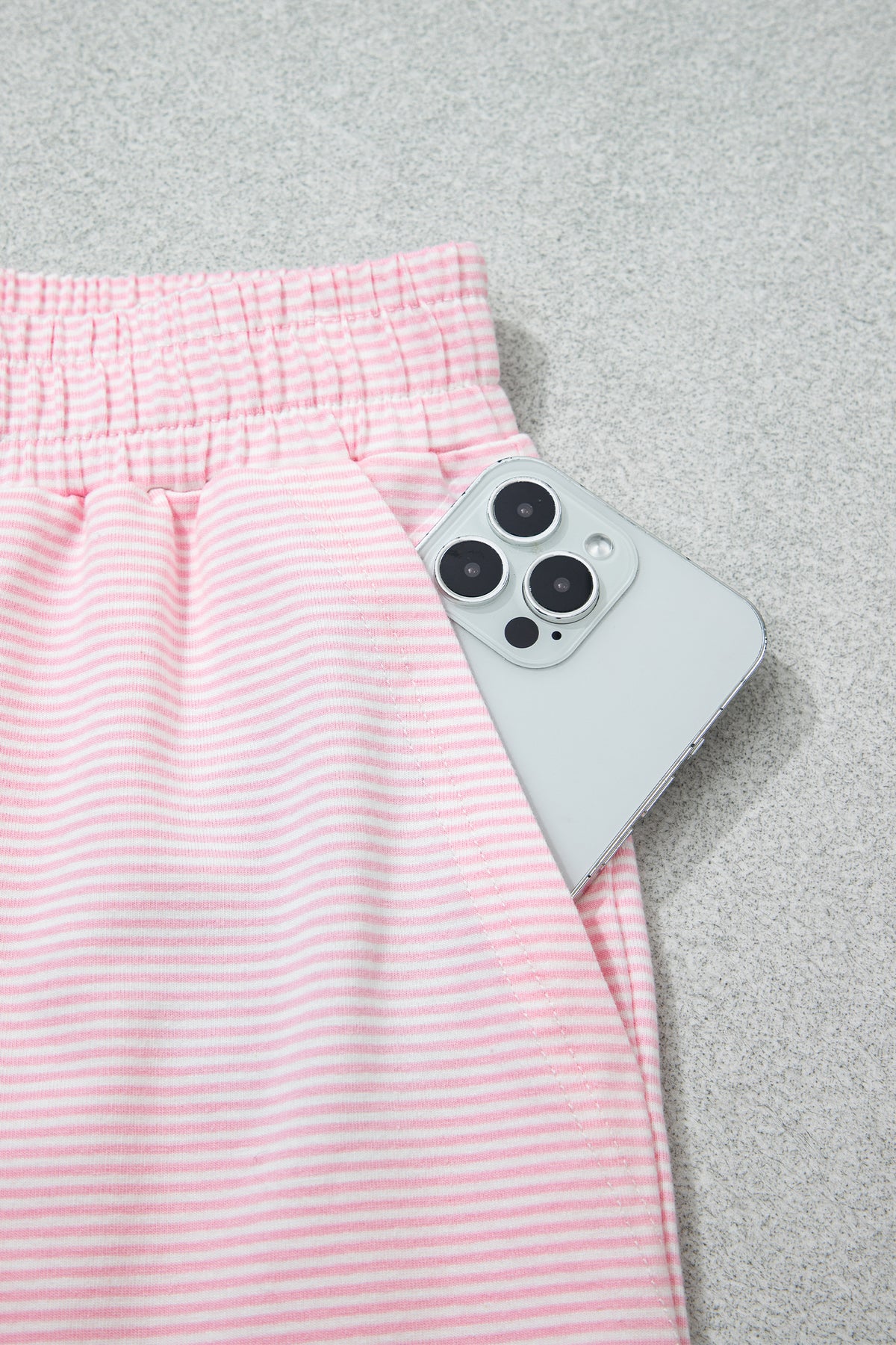 Pink Stripe Color Block Trim Mock Neck Pullover Drawstring Pants Casual Outfit