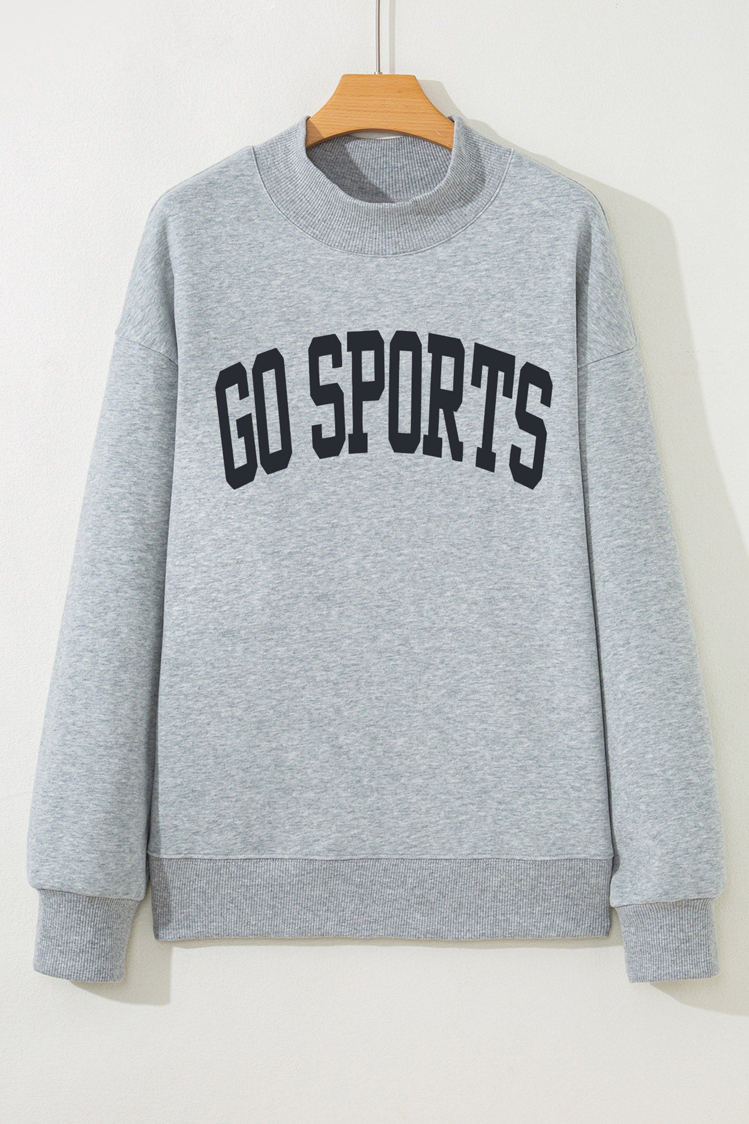 Gray Mock Neck GO SPORTS Graphic Sweatshirt