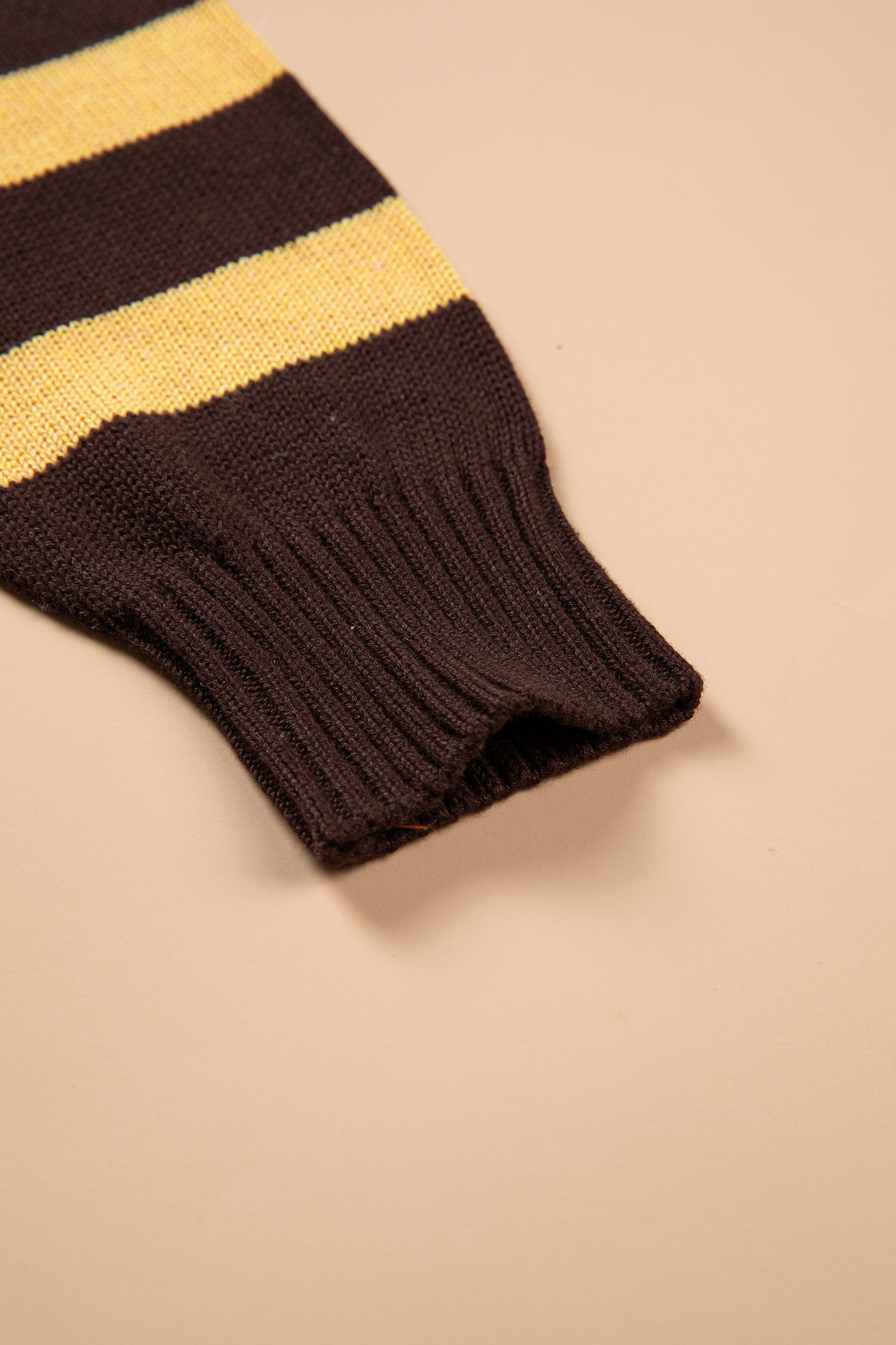 Brown Stripe Striped Drop Shoulder Colorblock Pullover Sweater