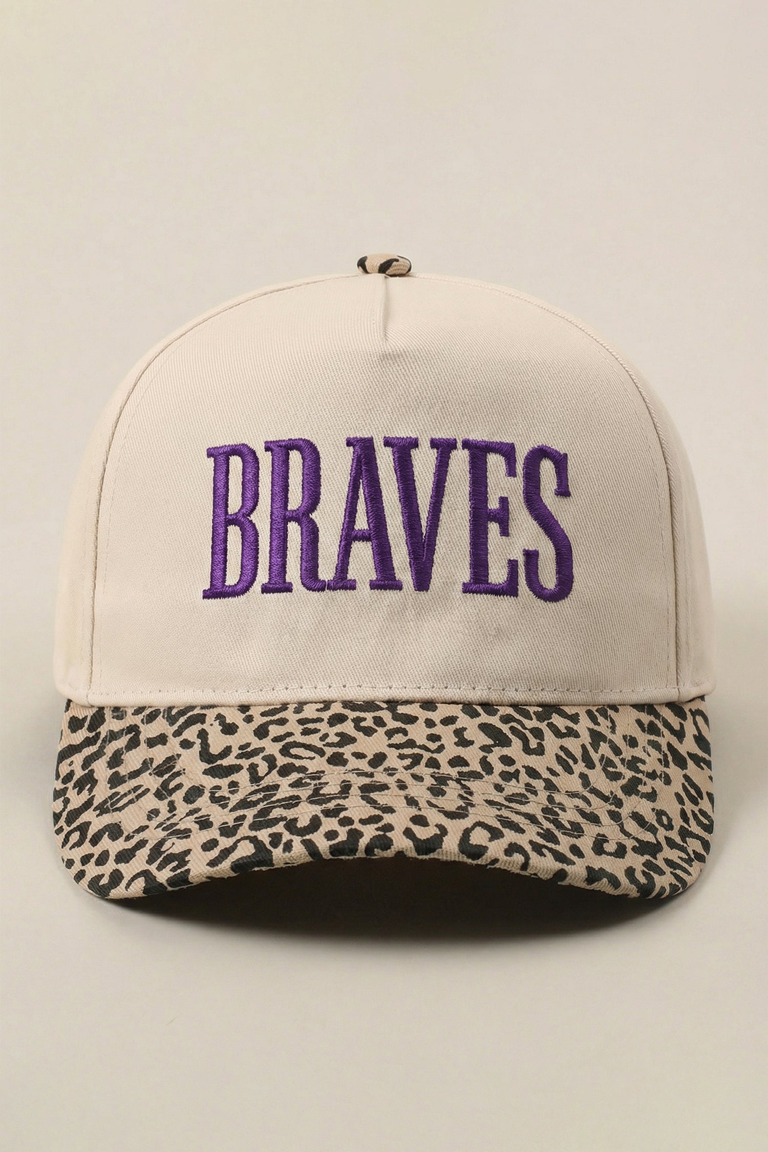 Parchment Leopard Contrast Brim BRAVES Embroidered Cap