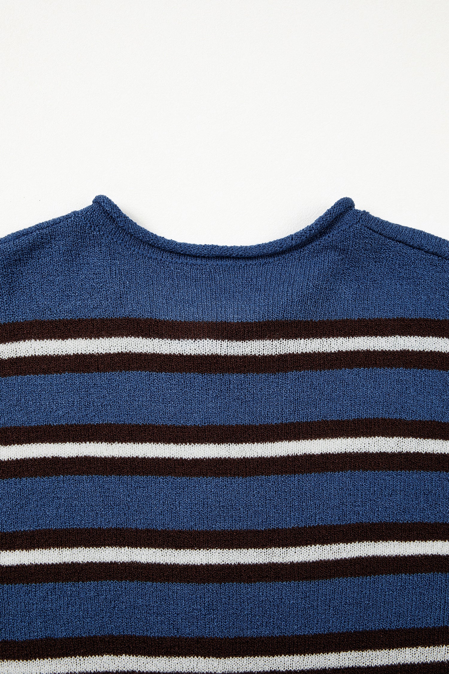 Blue Stripe Striped Drop Shoulder Button Cardigan