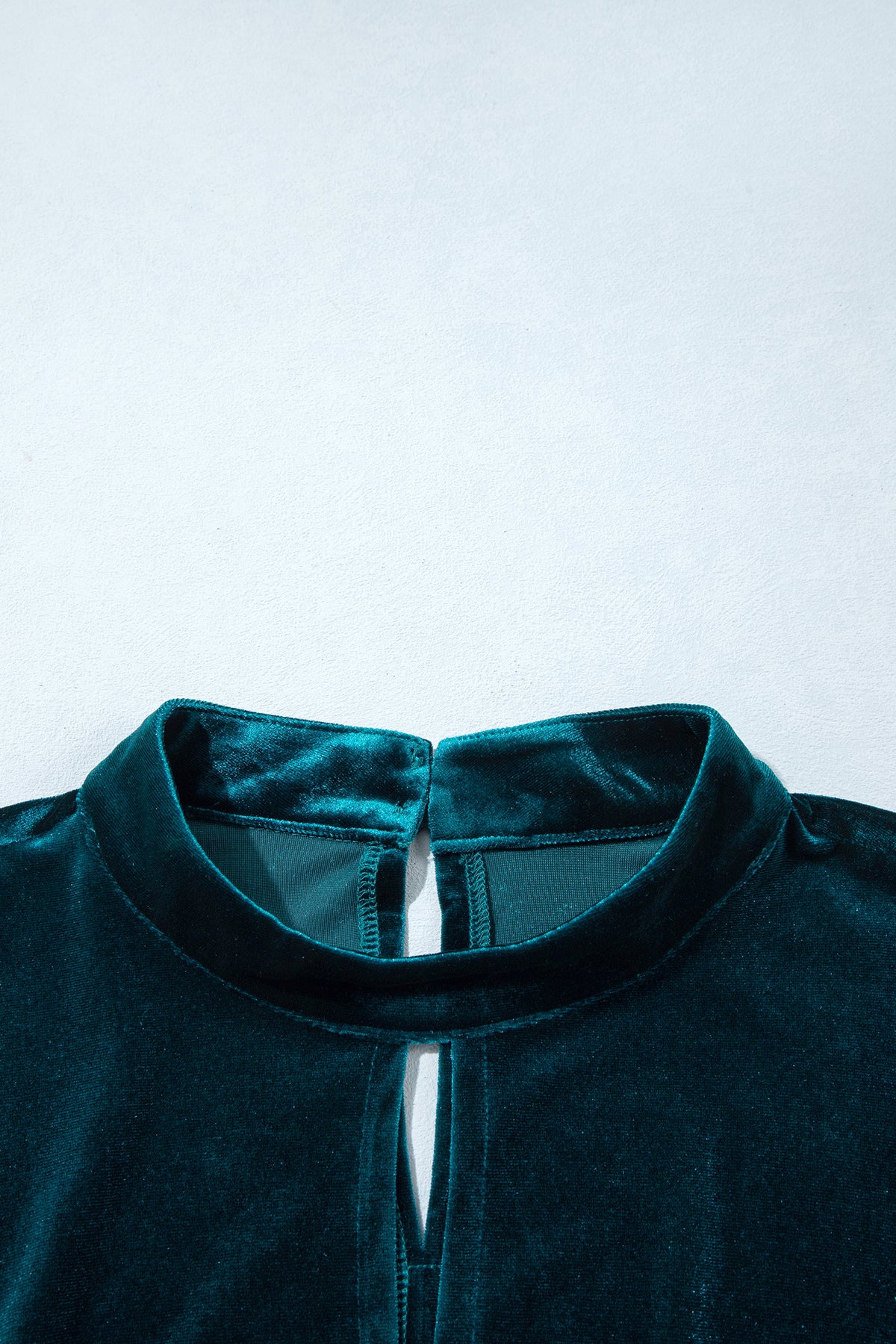 Skobeloff High Neck Keyhole Detail Long Sleeve Velvet Mini Dress