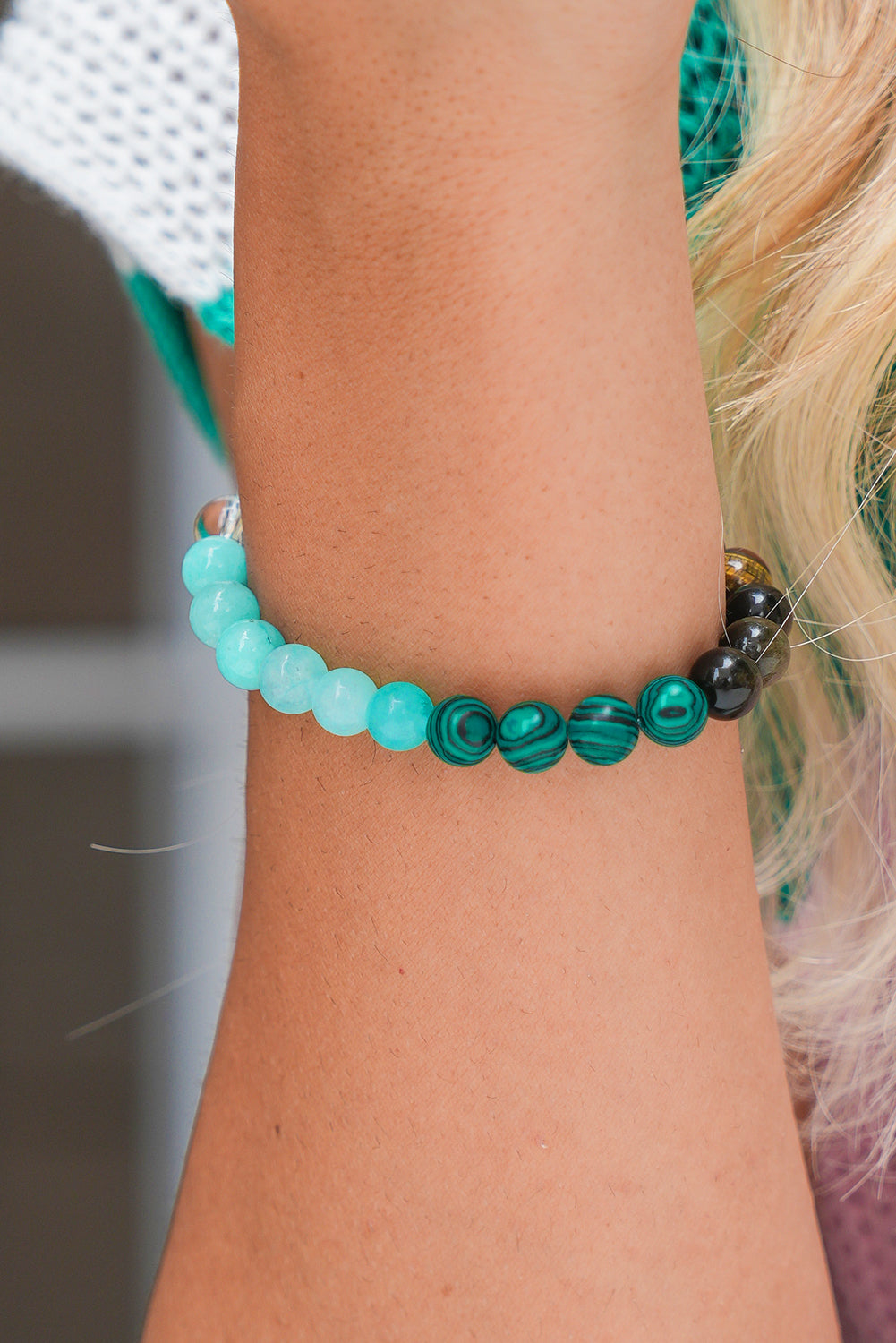 Canton Vintage Crystal Beaded Elastic Bracelet