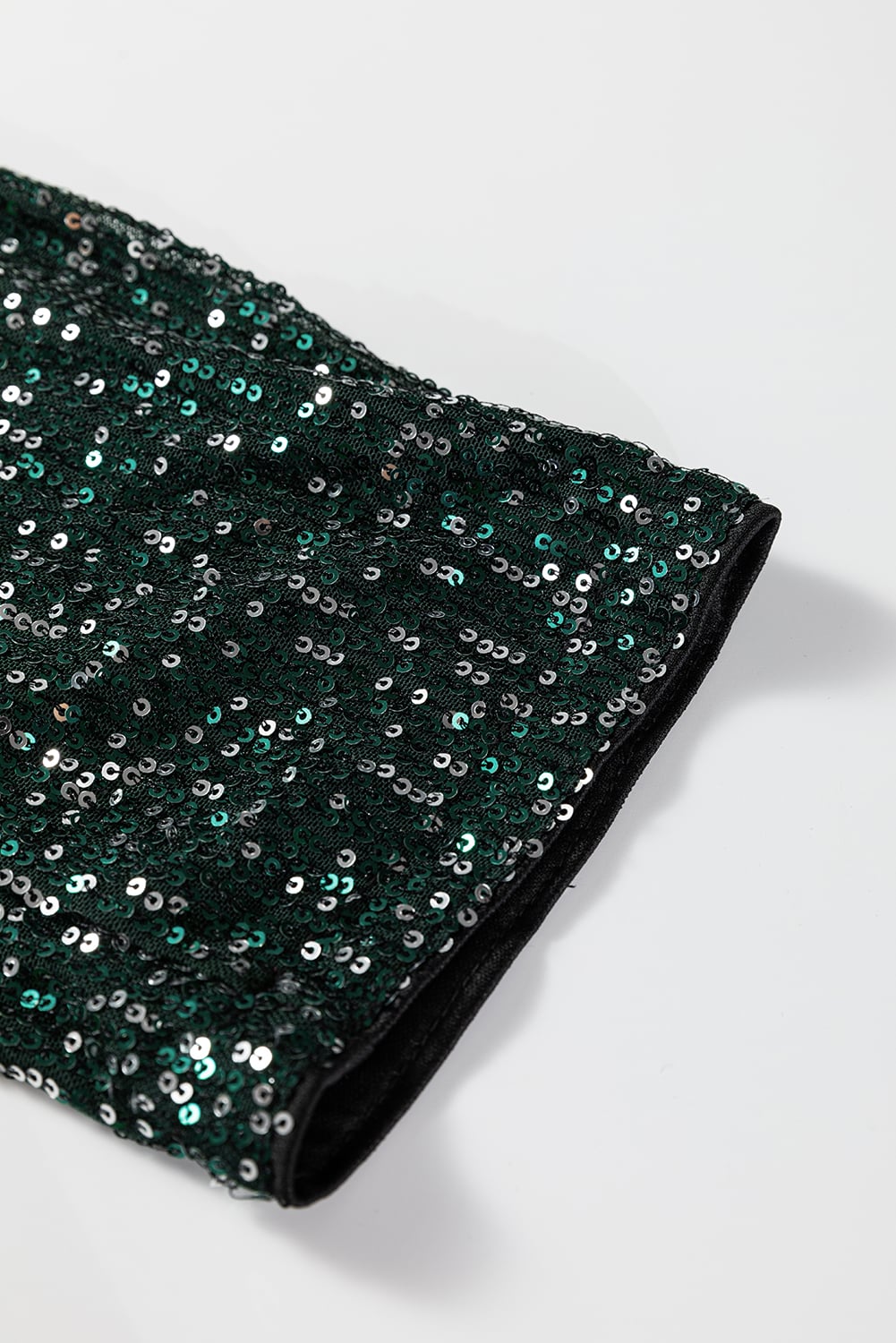 Evergreen Glitter Sequin Open Front Long Sleeve Top