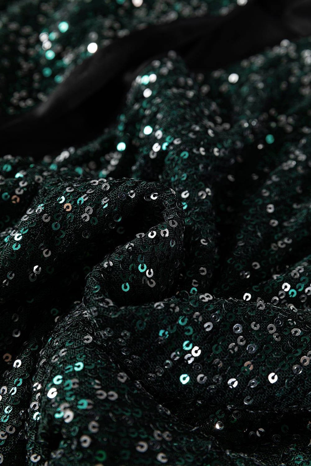 Evergreen Glitter Sequin Open Front Long Sleeve Top