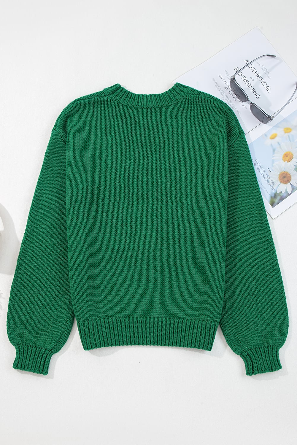 Evergreen Plaid Bow Graphic Christmas Sweater