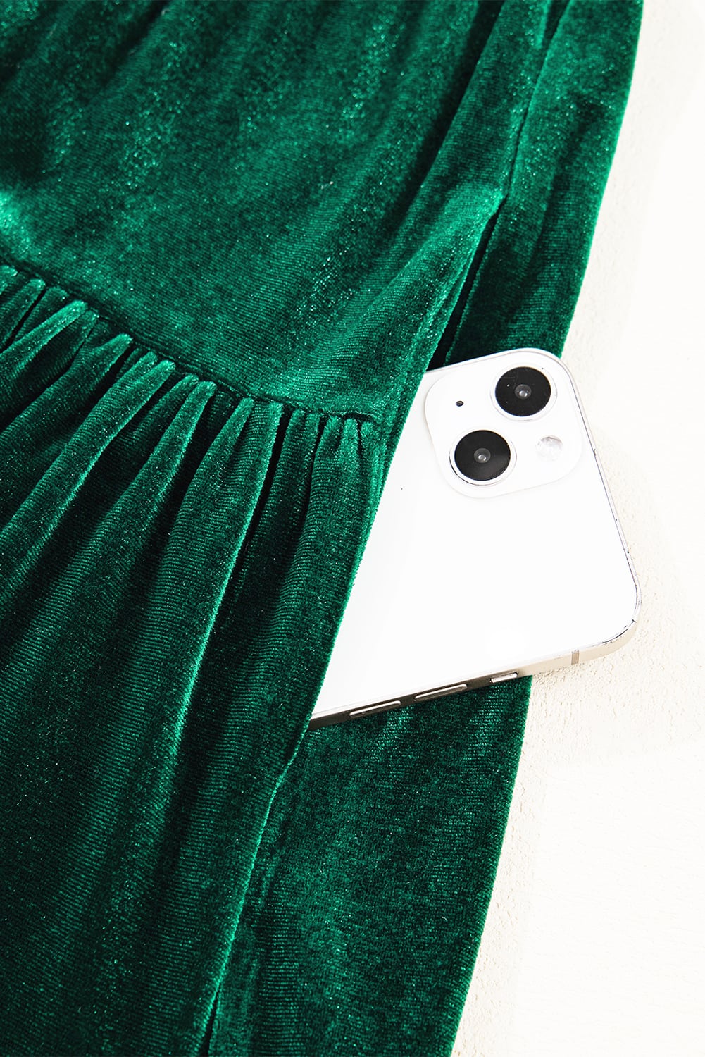 Evergreen Sequin Puff Sleeve High Waist Tiered Velvet Mini Dress