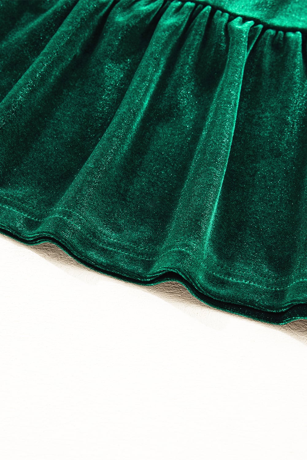 Evergreen Sequin Puff Sleeve High Waist Tiered Velvet Mini Dress