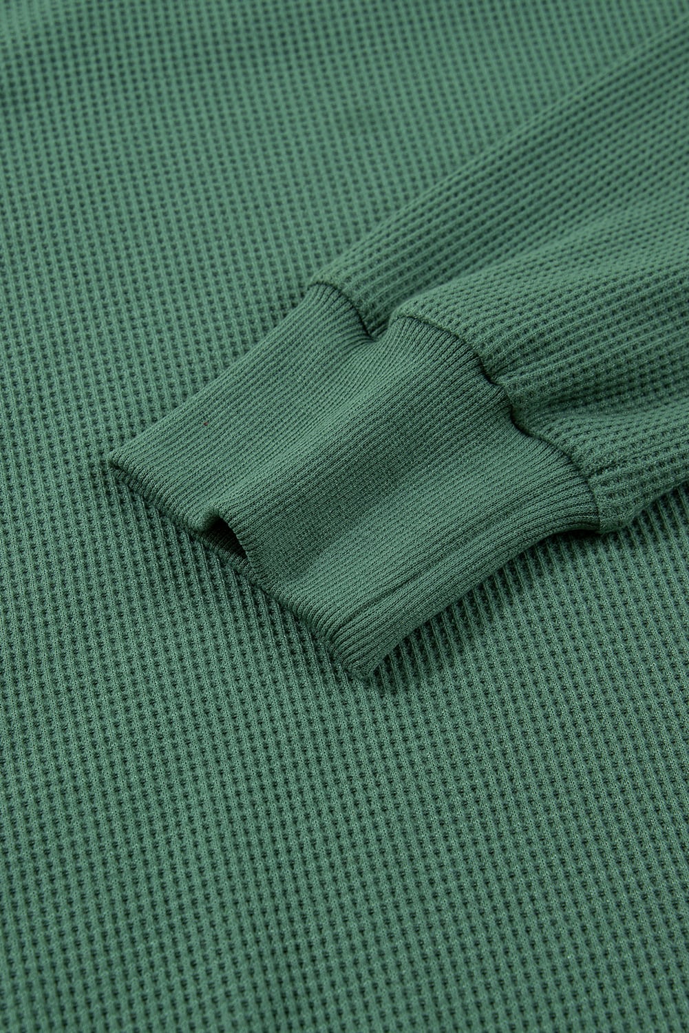 Evergreen Solid Color Raw Seam Patchwork Textured Drop Shoulder Sweatshirt