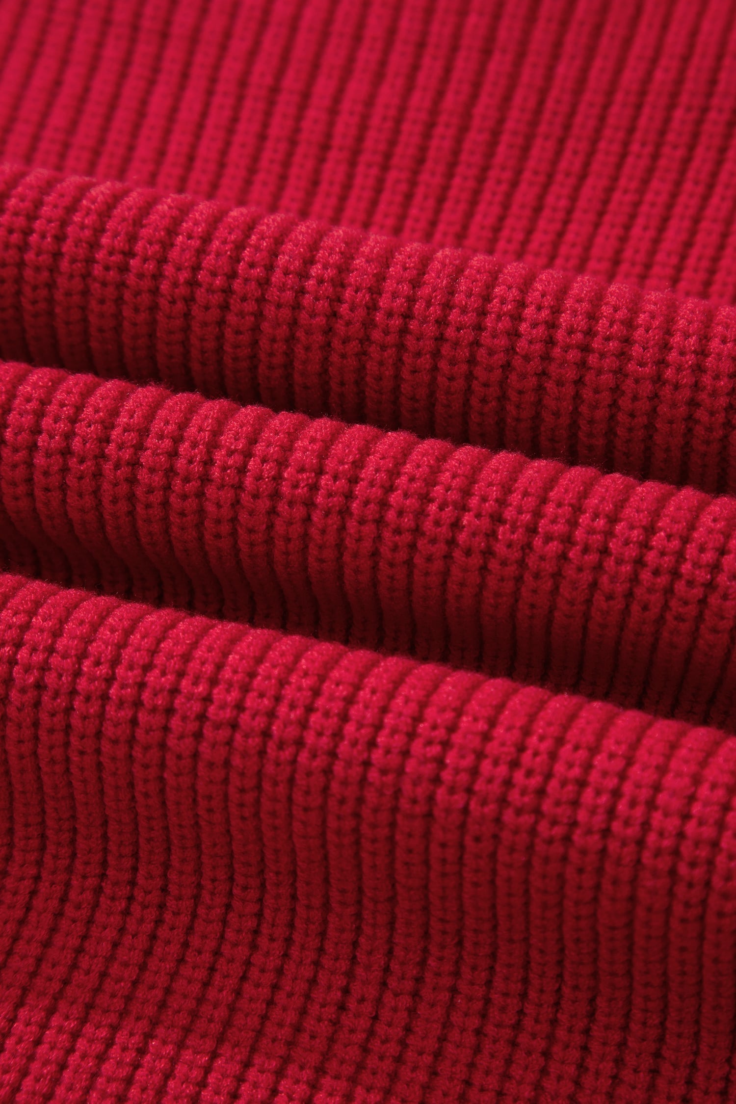 Red Dahlia Long Sleeve Ribbed Knit Stand Neck Regular Fit Sweater