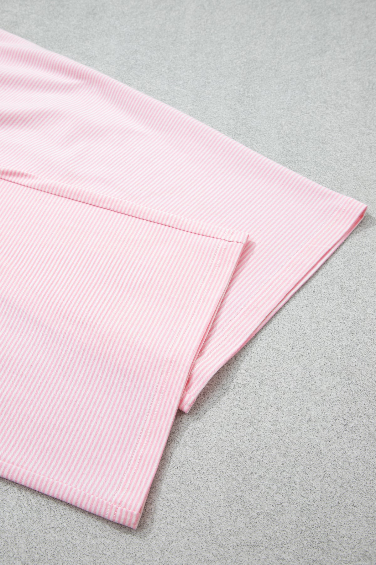 Pink Stripe Color Block Trim Mock Neck Pullover Drawstring Pants Casual Outfit