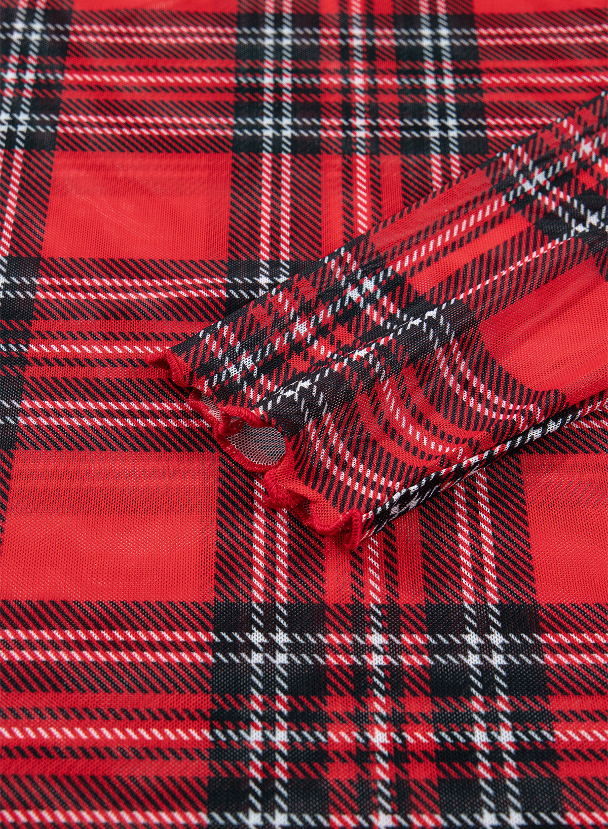 Red Plaid Round Neck Long Sleeve Pullover Top