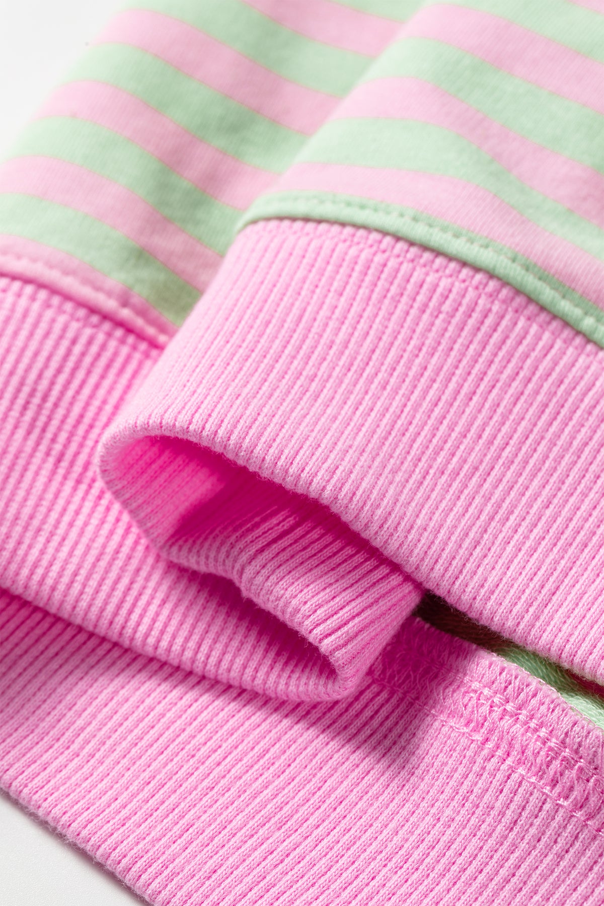 Green Stripe Striped Stand Neck Long Sleeve Sweatshirt
