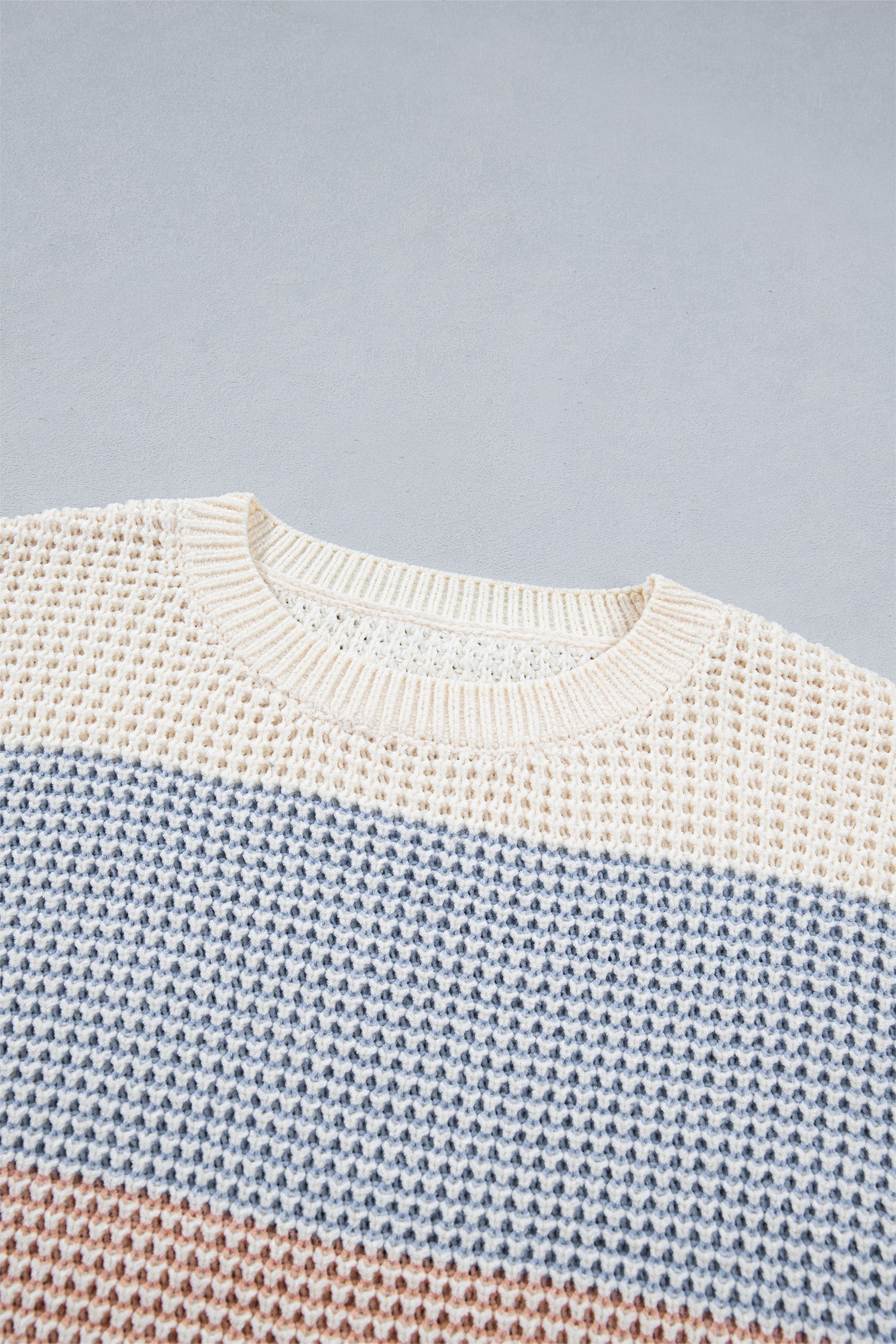 Light Blue Drop Shoulder Round Neck Long Sleeve Pullover Sweater