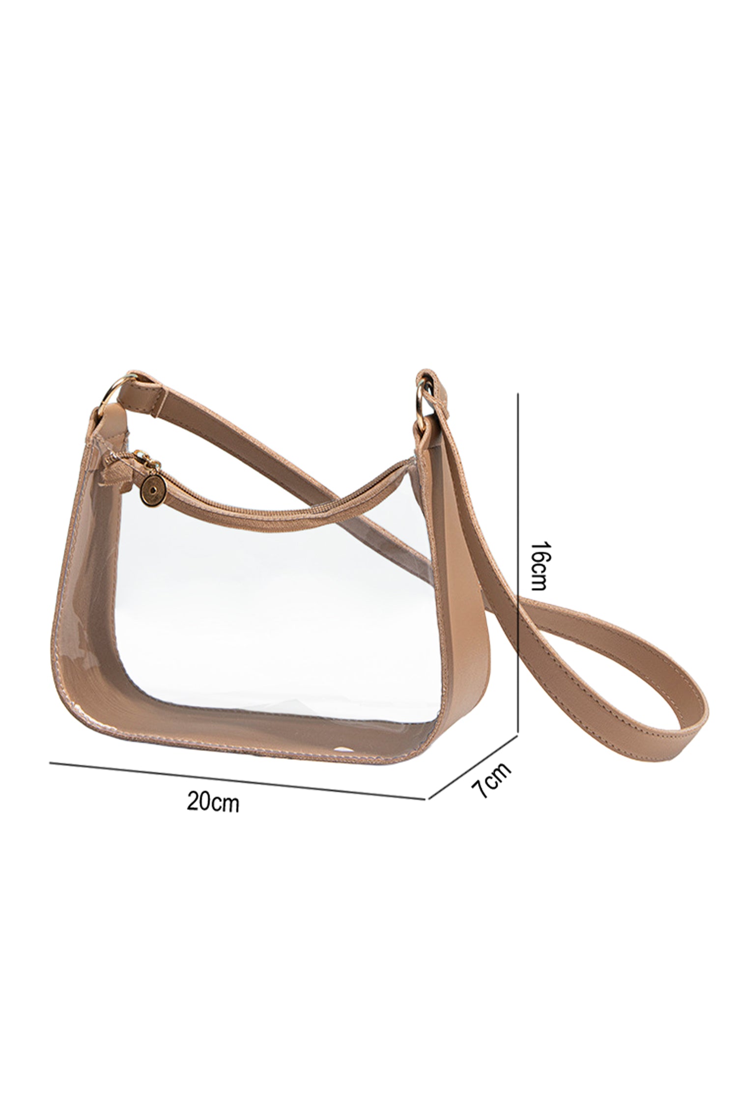 Camel PU Leather Trim Clear Shoulder Bag