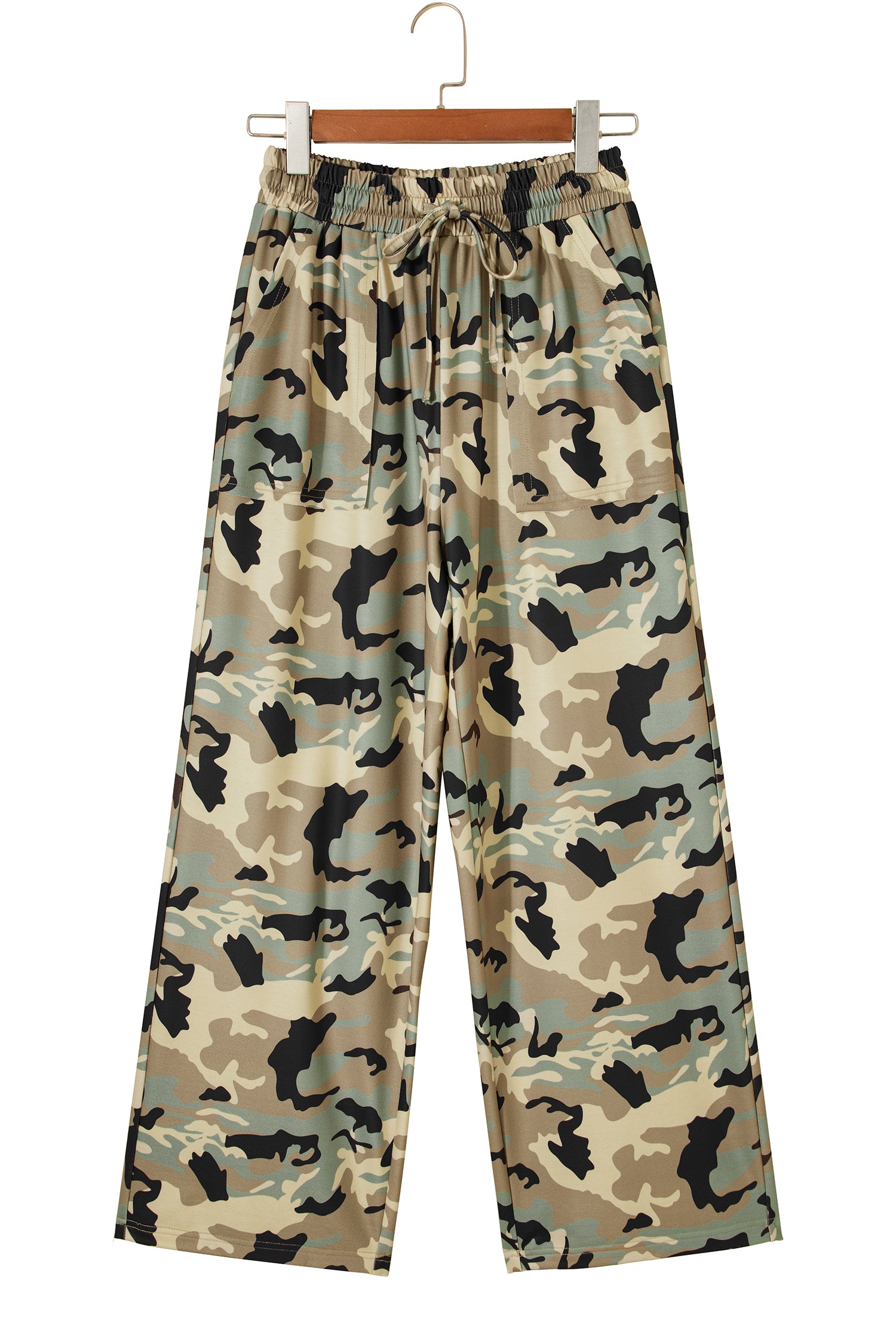 Multicolour Camouflage Print Street Fashion Drawstring Shift Pants