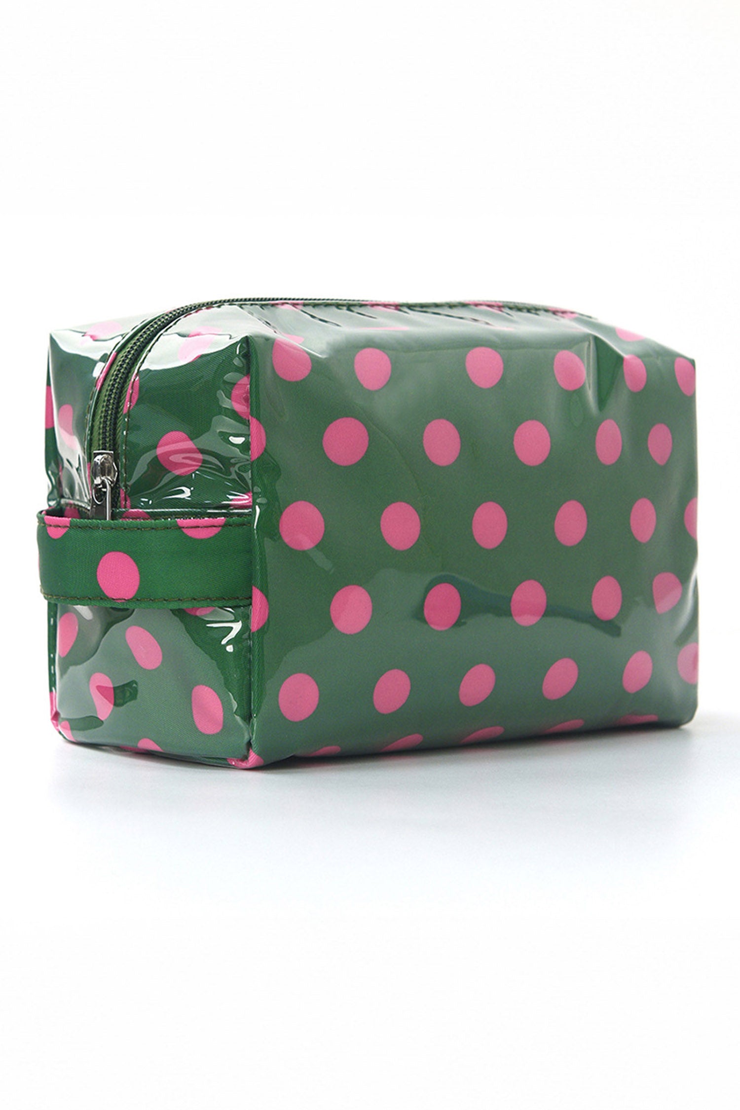 Blackish Green Durable PVC Polka Dot Makeup Bag