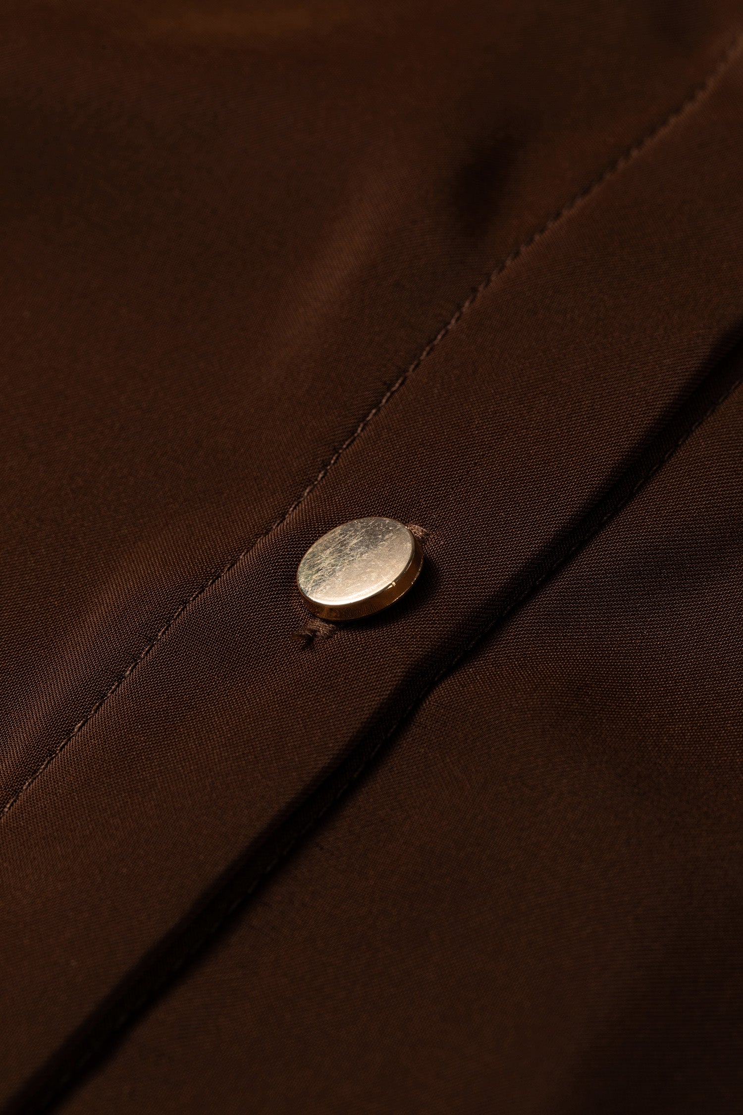 Coffee Multi Button Decoration Tab Long Sleeve Casual Shirt