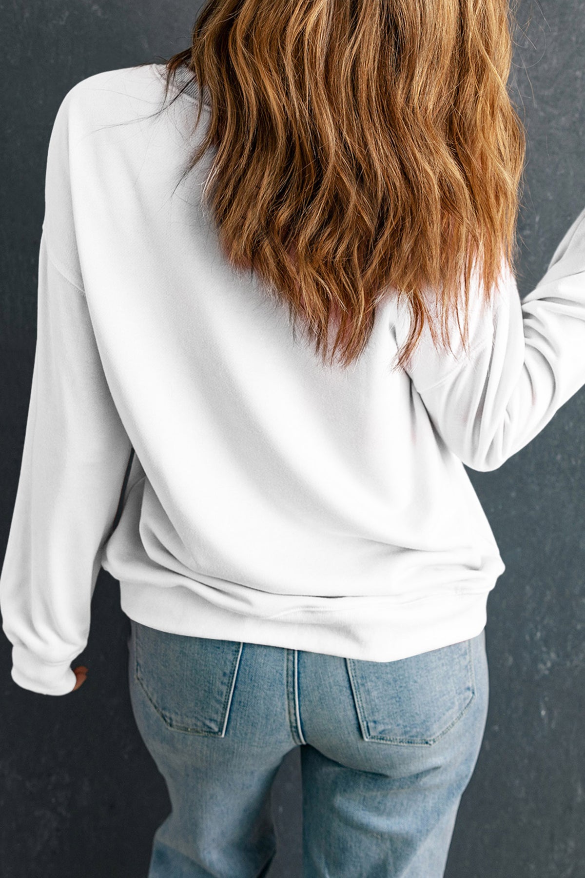 White Sequin Halloween Pattern Pullover Sweatshirt