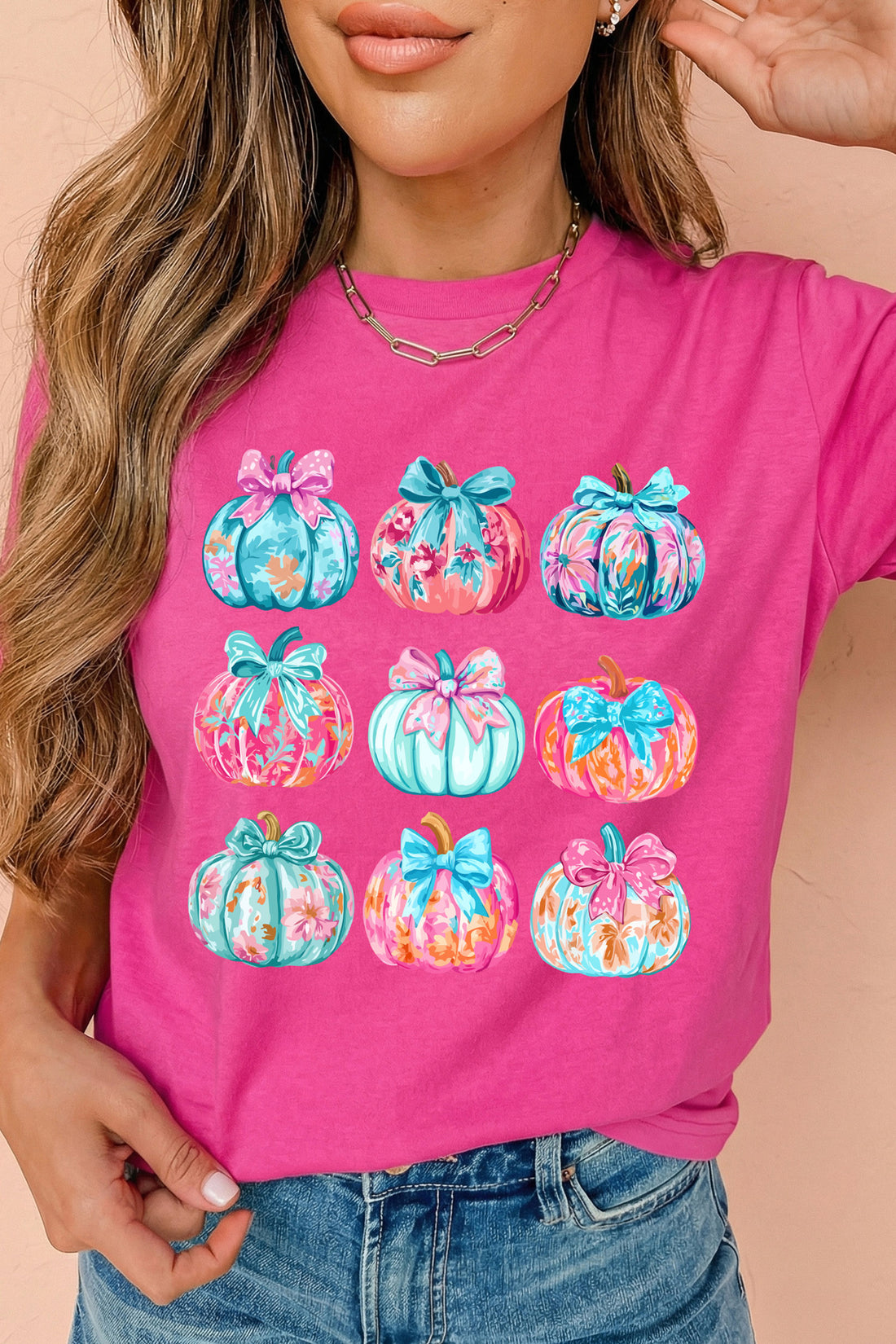 Rose Red Floral Pumpkin Graphic Thanksgiving T-Shirt