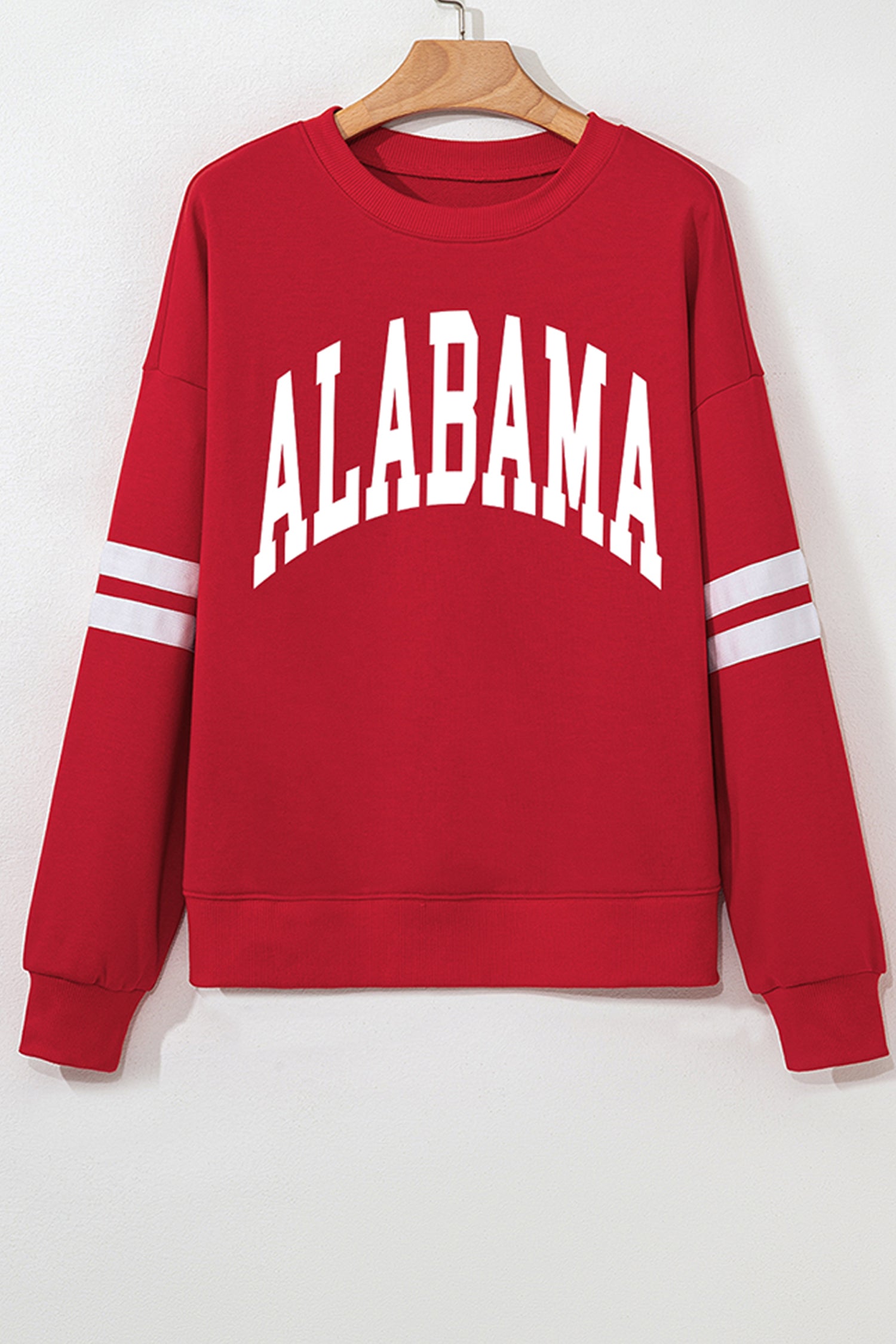 Fiery Red Alabama Letter Print Casual Graphic Sweatshirt