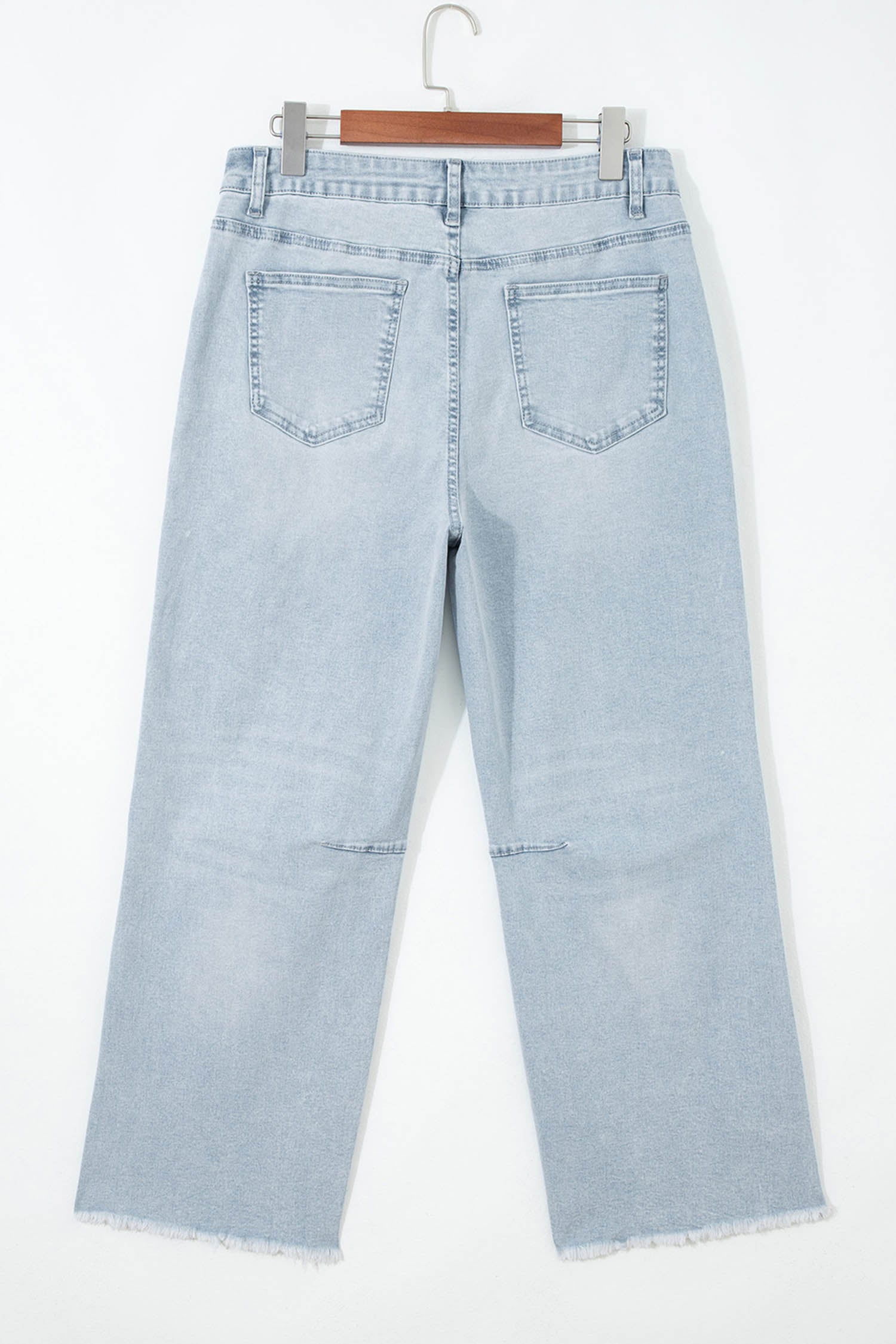 Beau Blue Sequin Bow Football Patches Raw Cut Ankle Length Jeans