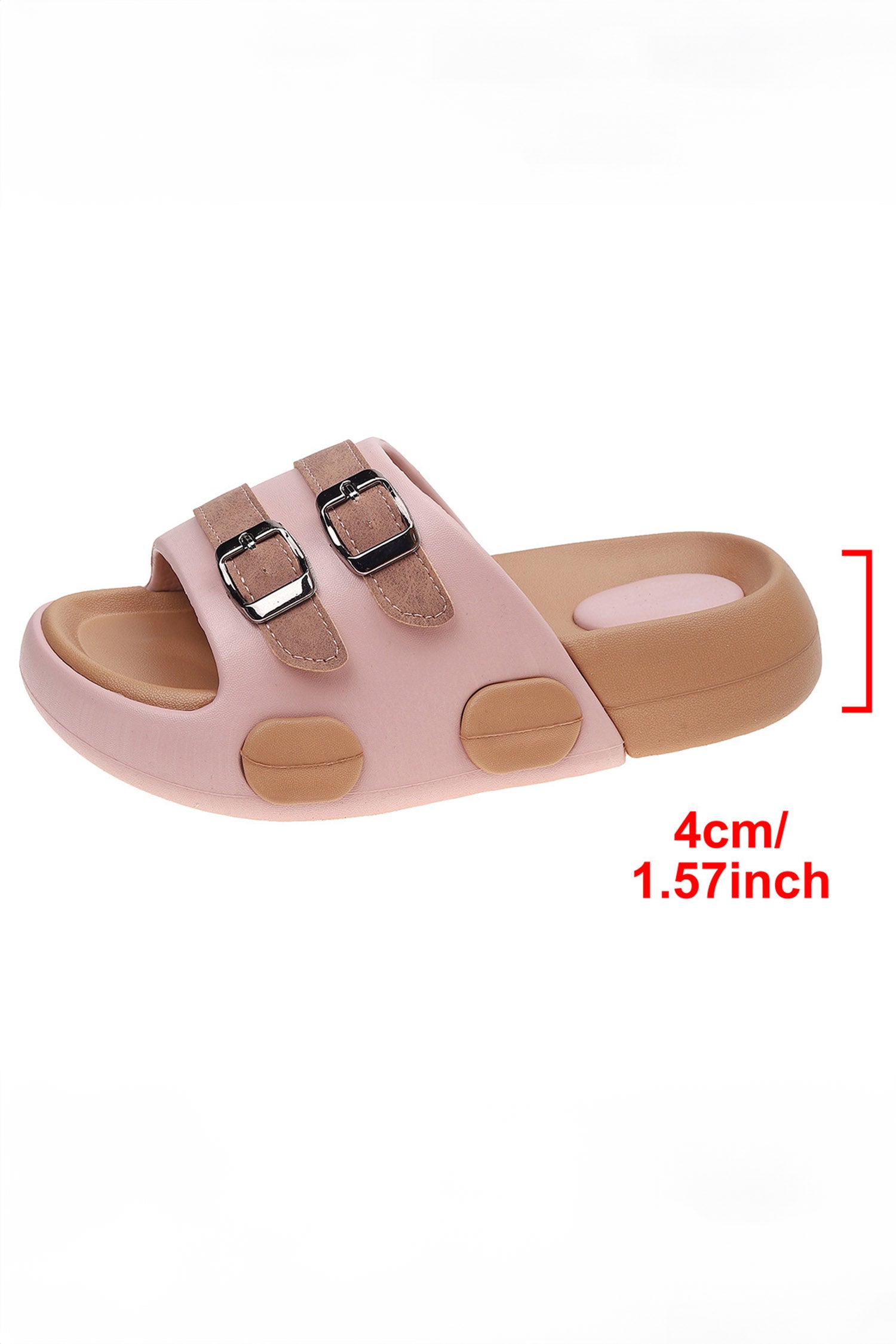 Pink Buckle Straps Detail Comfy EVA Slippers