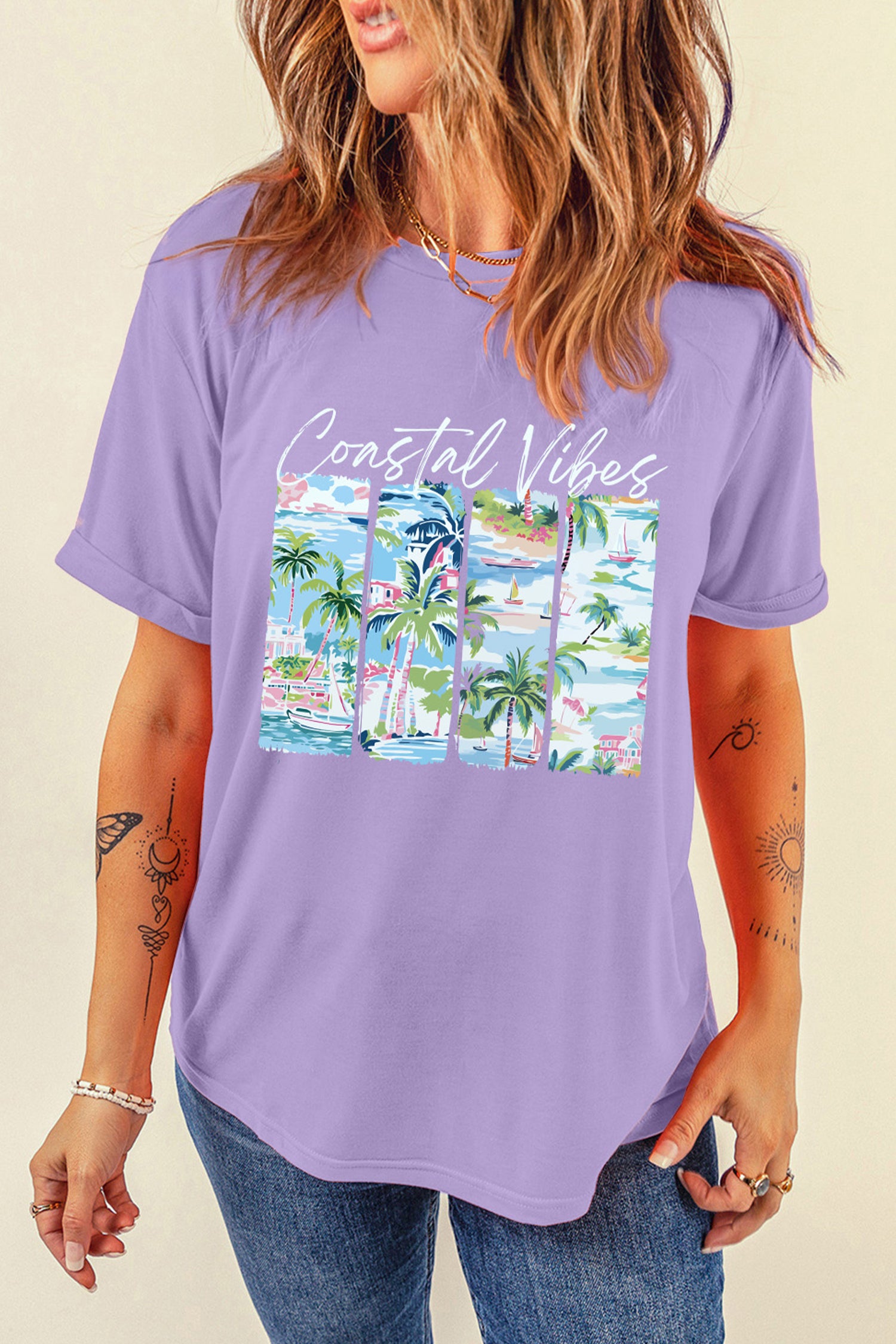 Wisteria Coastal Vibes Resort Vacation Graphic Tee