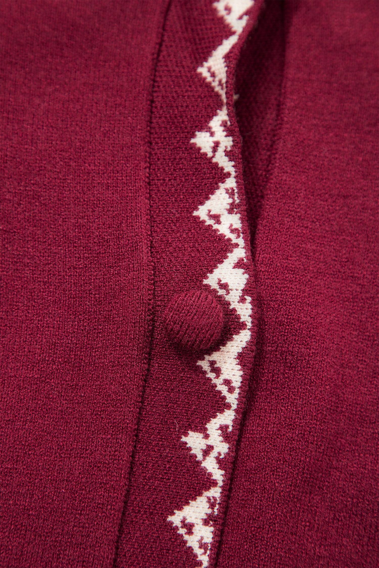 Burgundy Bow Pocket Collar Long Sleeve Knit Cardigan