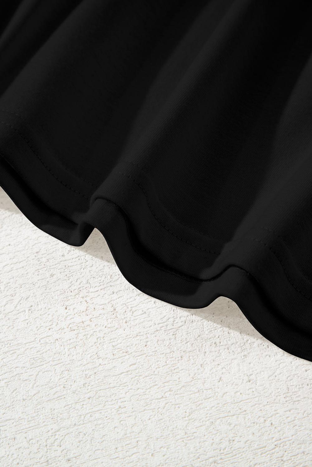Black Solid Color Bow Tie Front Long Sleeve Plus Size Peplum Blouse