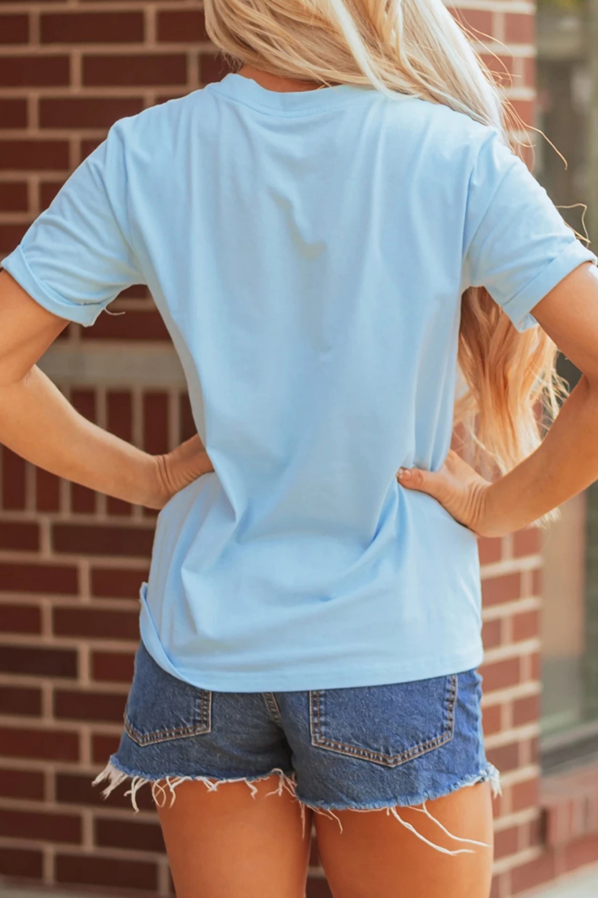 Light Blue Embroidered JESUS SAVES Slogan T Shirt