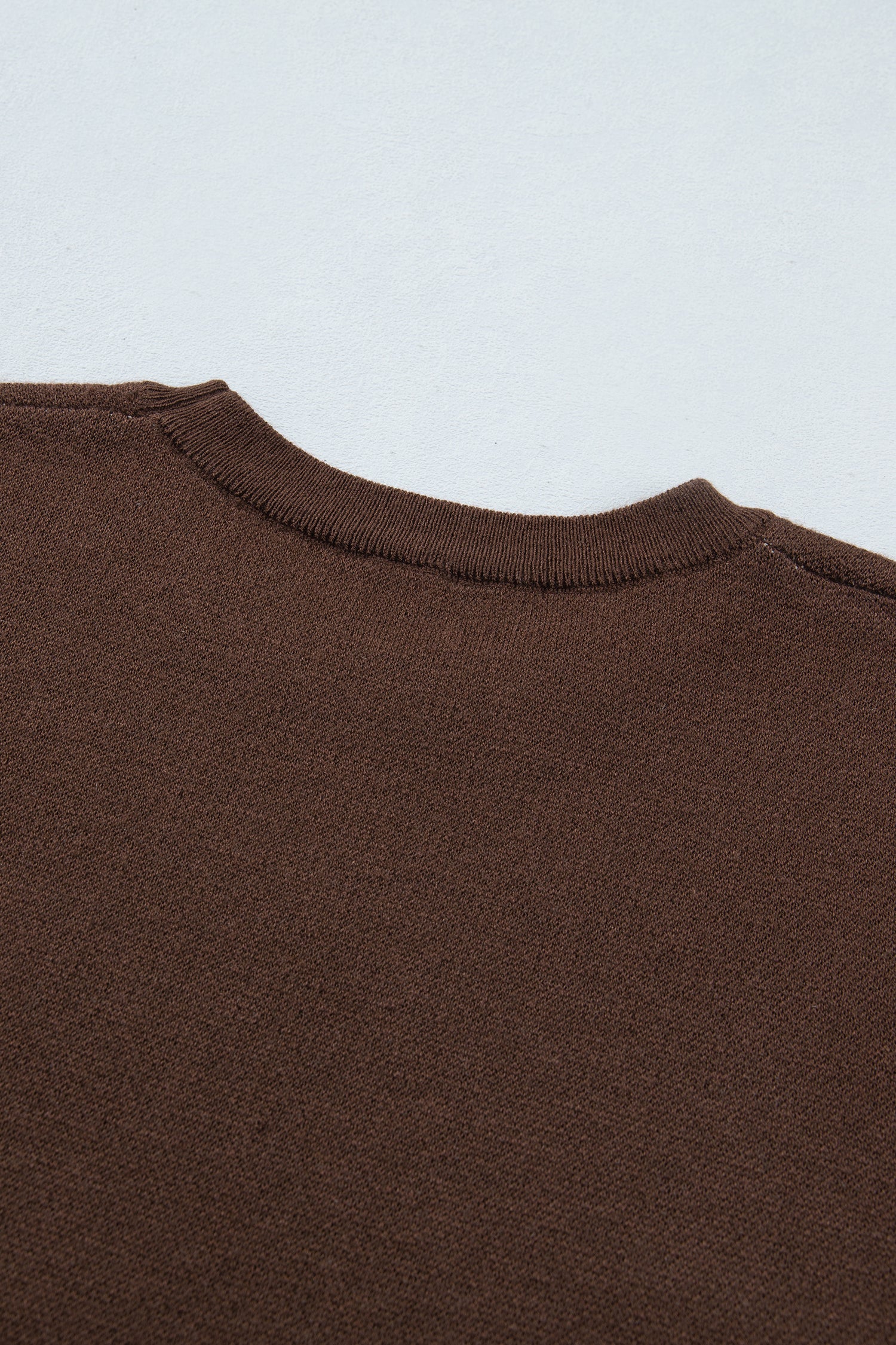 Brown Western Print Short Sleeve Knit Casual Sweater