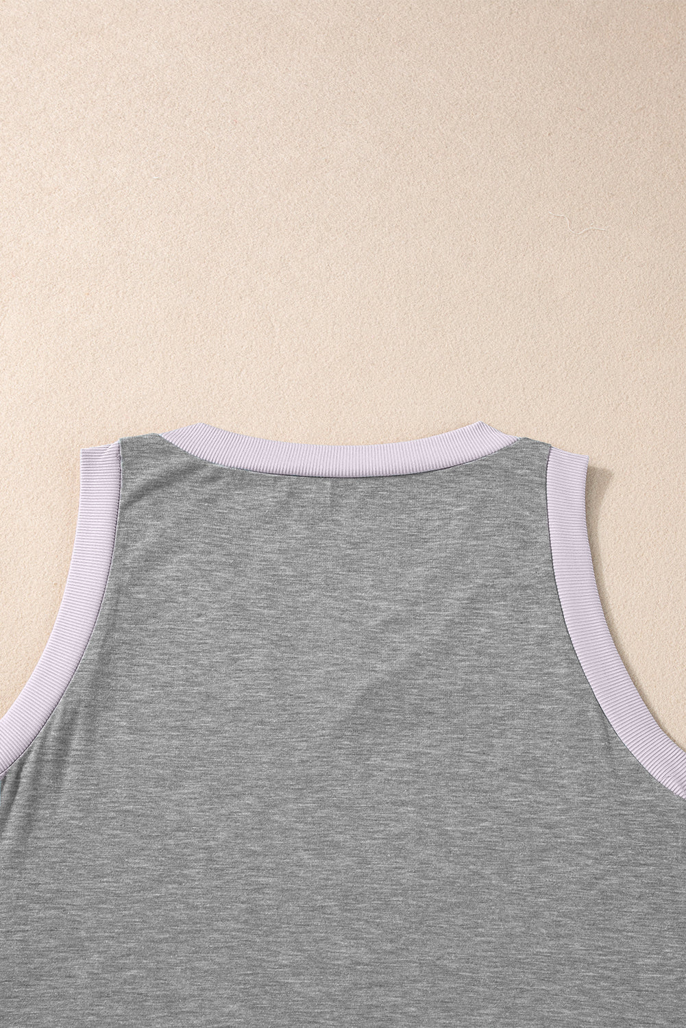 Gray Ribbed V Neck Tank