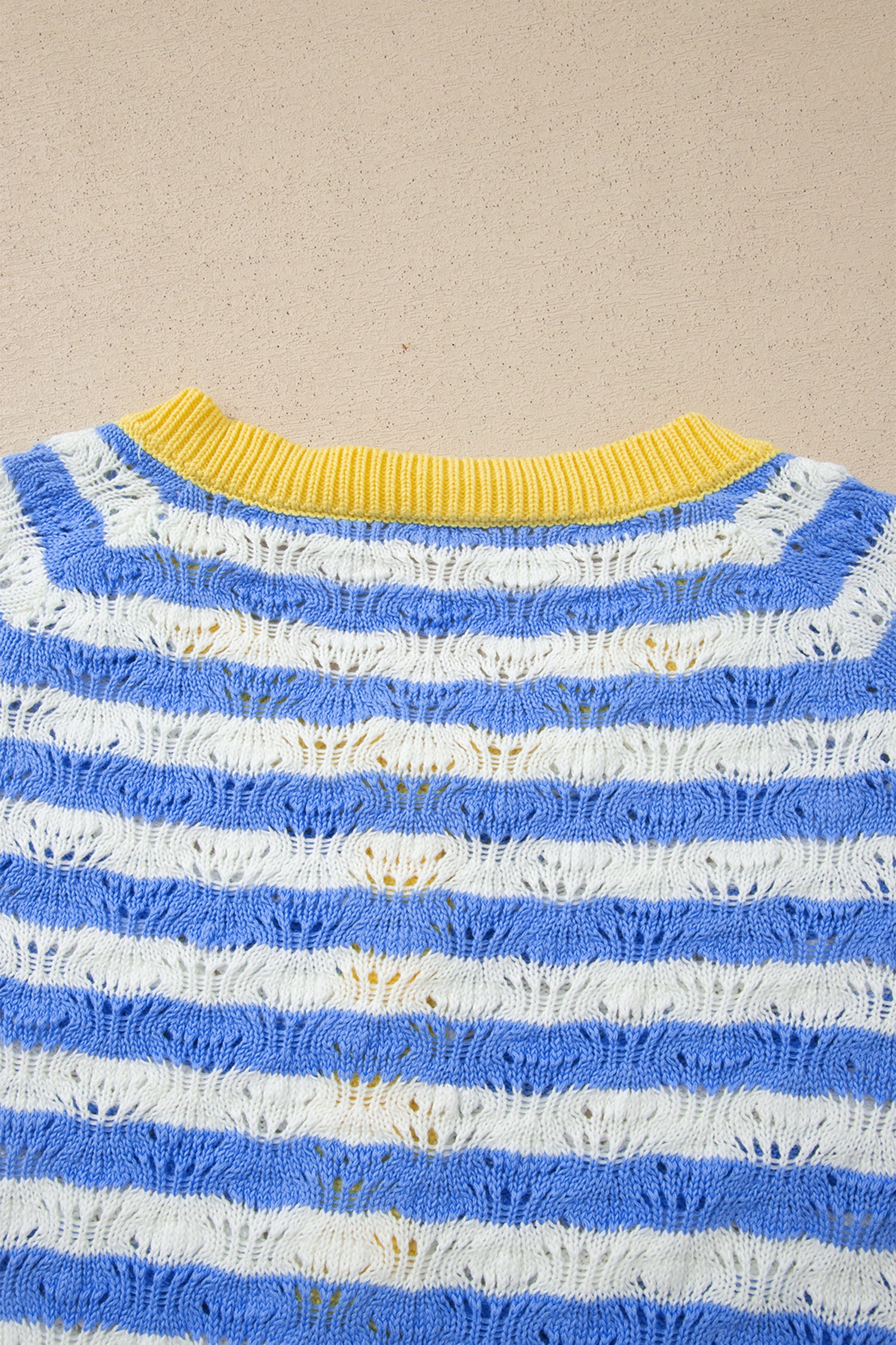 Sky Blue Stripe Striped Colorblock Button Front Long Sleeve Loose Fit Knit Cardigan
