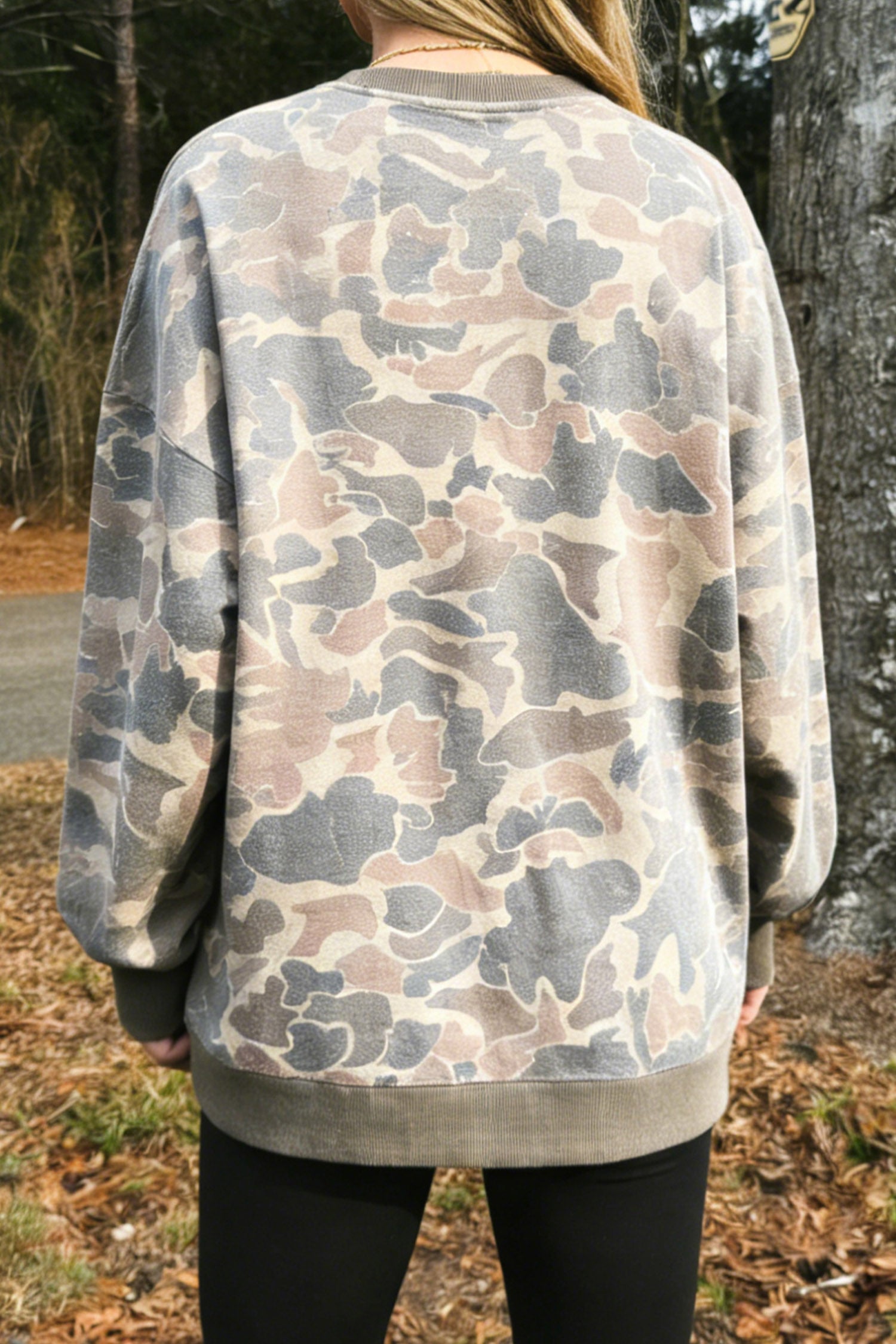 Multicolour HOWDY Graphic Camo Print Tunic Sweatshirt