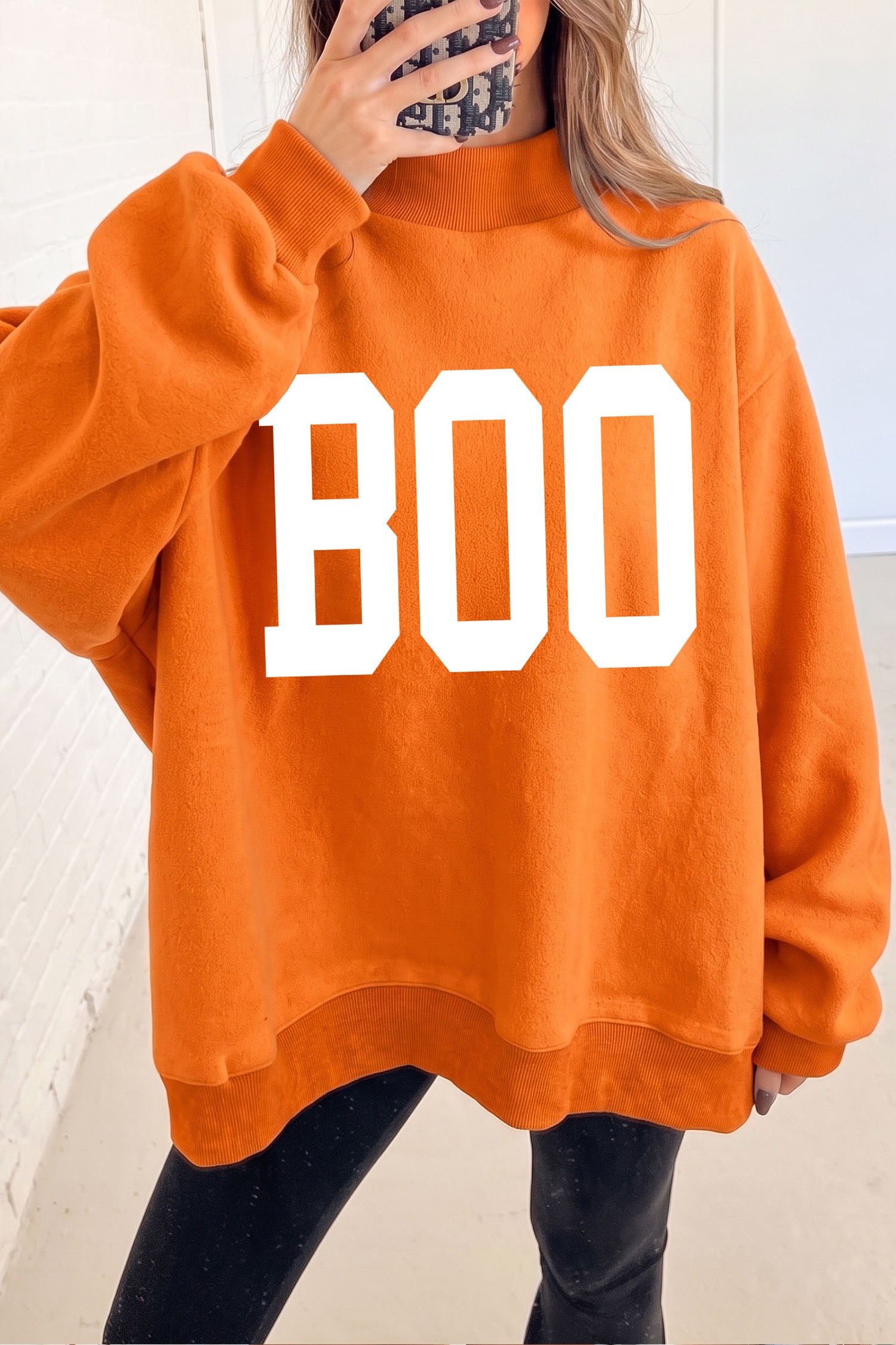 Carrot SPOOKY/ BOO Double Side Print Halloween Reversible Mock Neck Sweatshirt