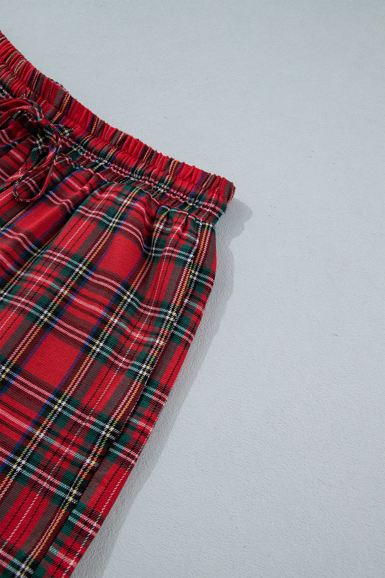 White Plaid Letter Print Short Sleeve Top Elastic Waist Pocket Shorts Lounge Set
